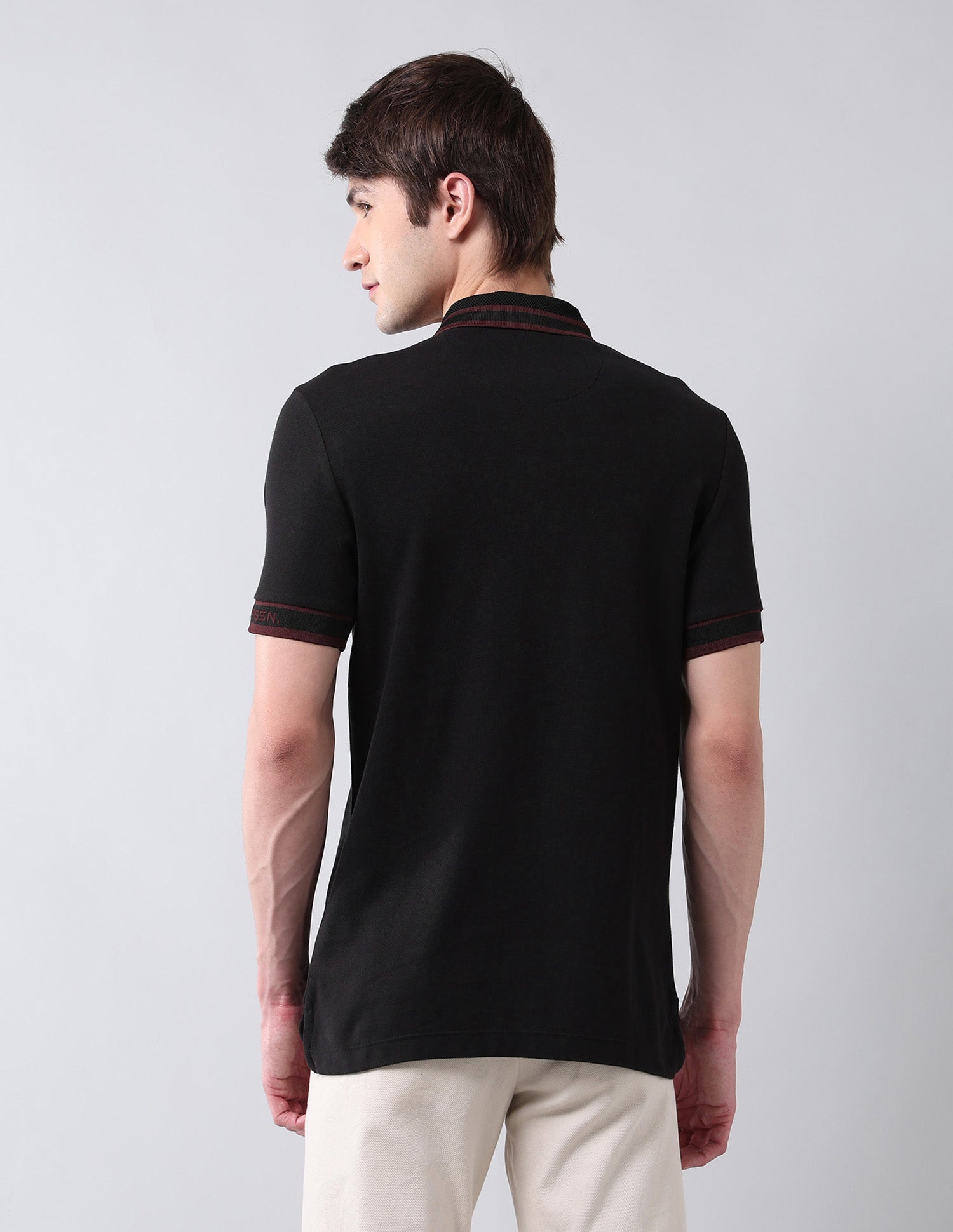 Solid Pure Cotton Black Label Polo Shirt Black - U.S. Polo Assn. India | Large