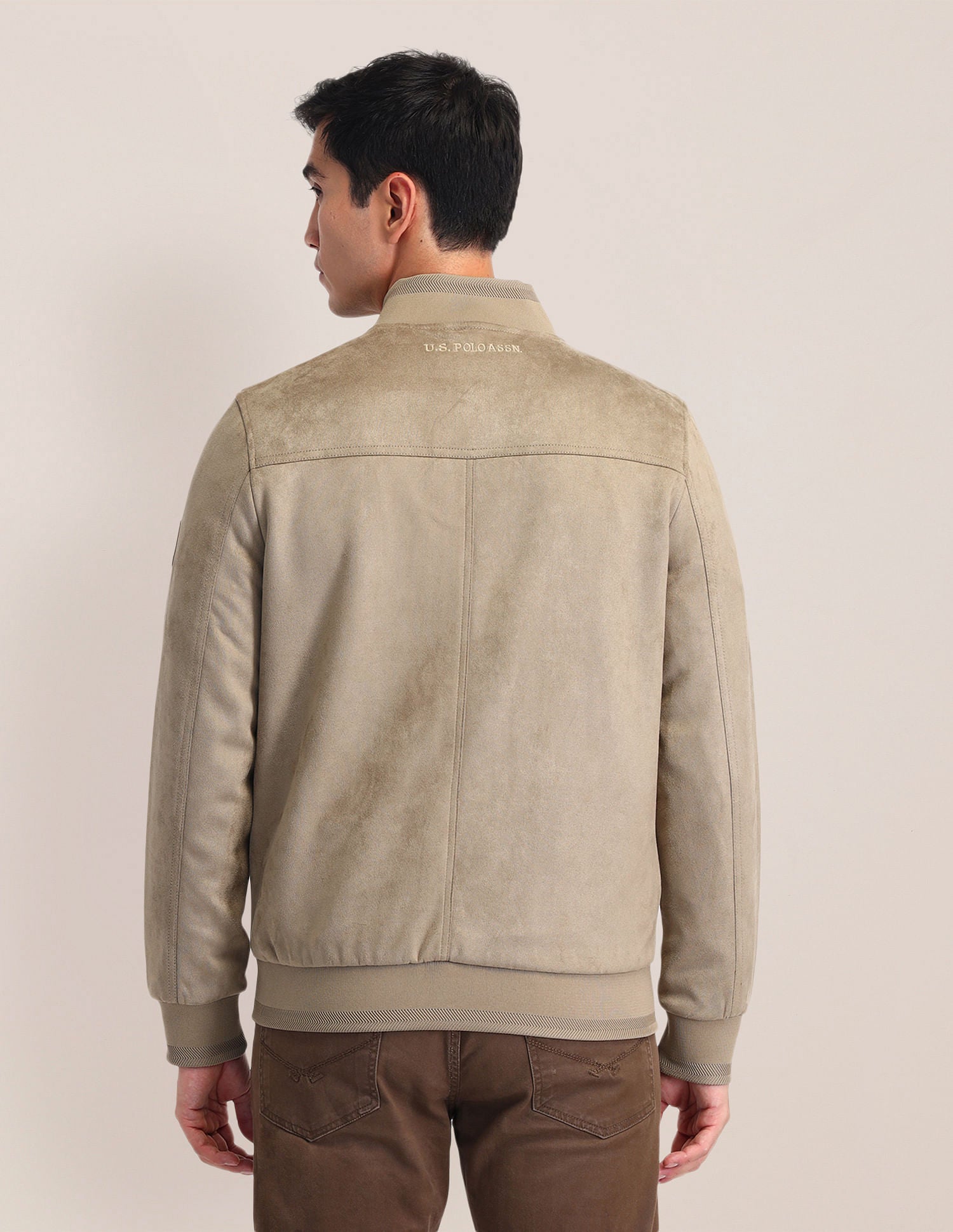 Regular Fit Suede Casual Jacket Khakhi - U.S. POLO ASSN. | Large