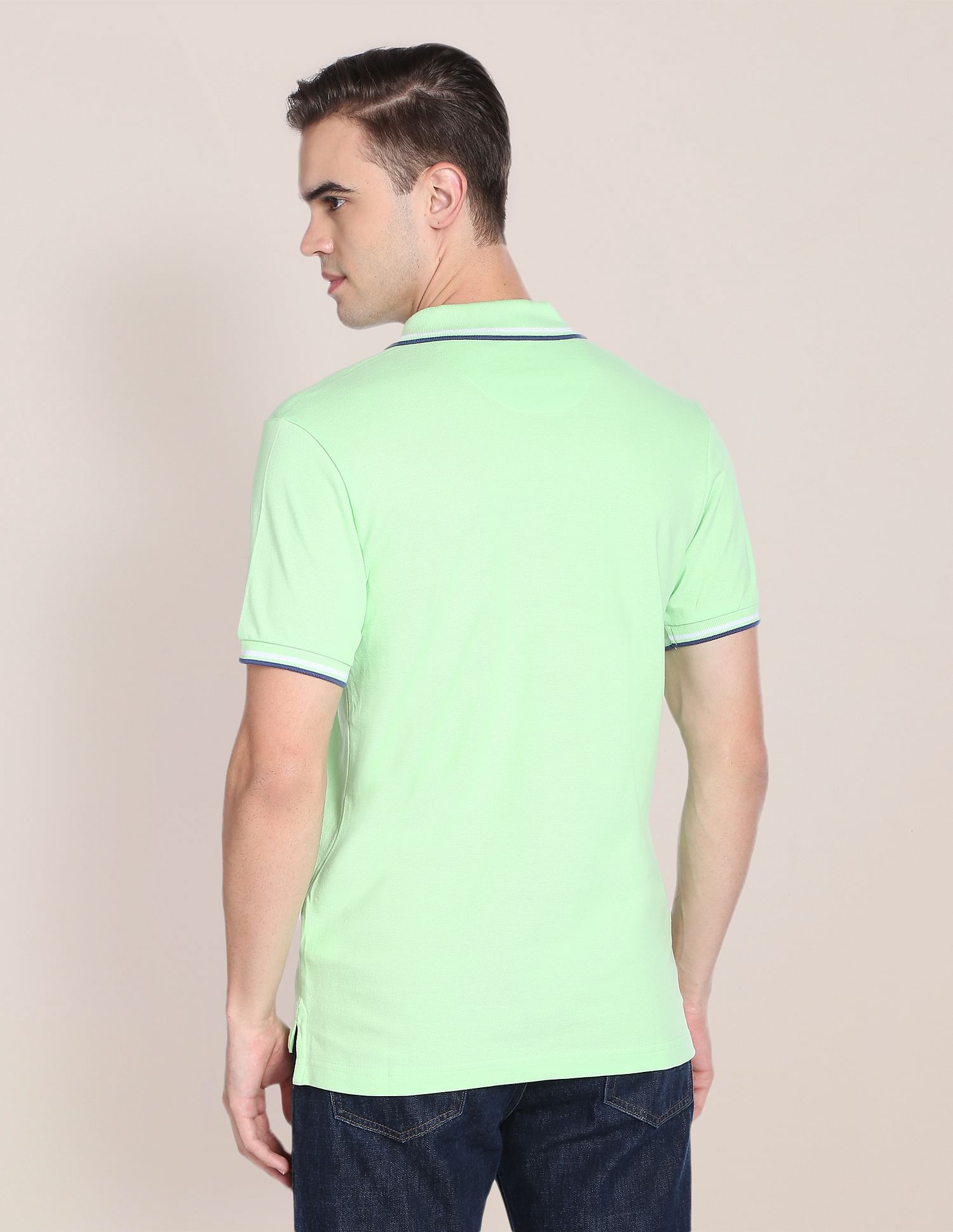Solid Cotton Polo Shirt Light Green - U.S. Polo Assn. India | Large