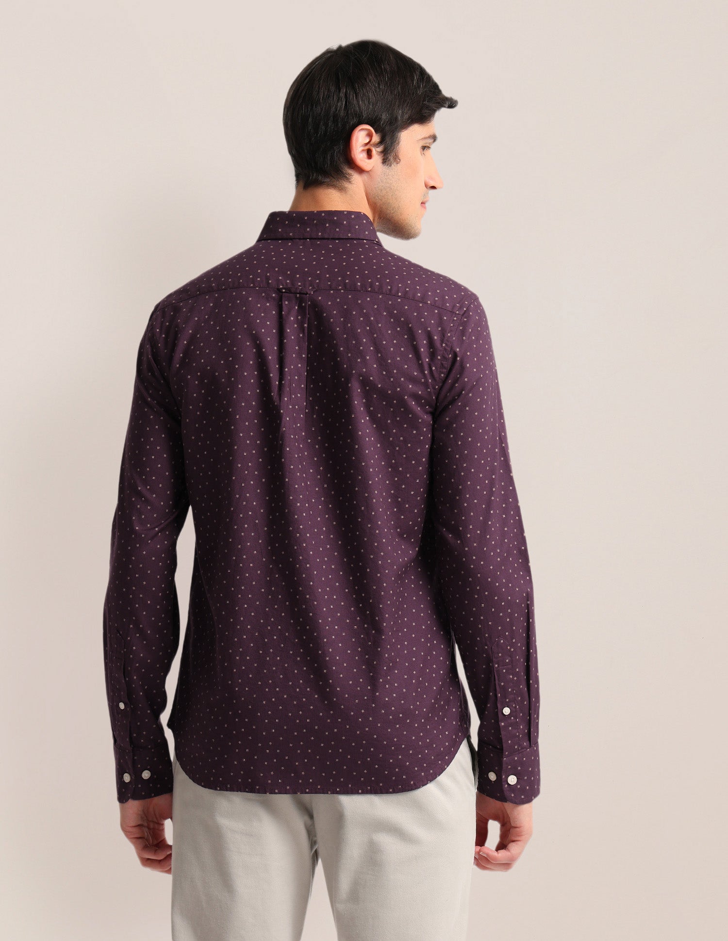 Geometric Print Dobby Shirt Wine - U.S. Polo Assn. India | Large