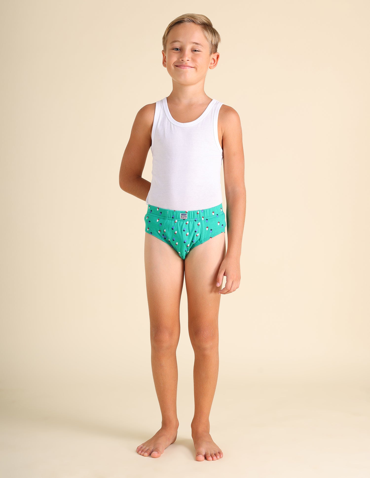 Mid Rise Pure Cotton EKB02 Briefs - Pack Of 3 Green, Yellow and Navy - U.S. POLO ASSN. | Large