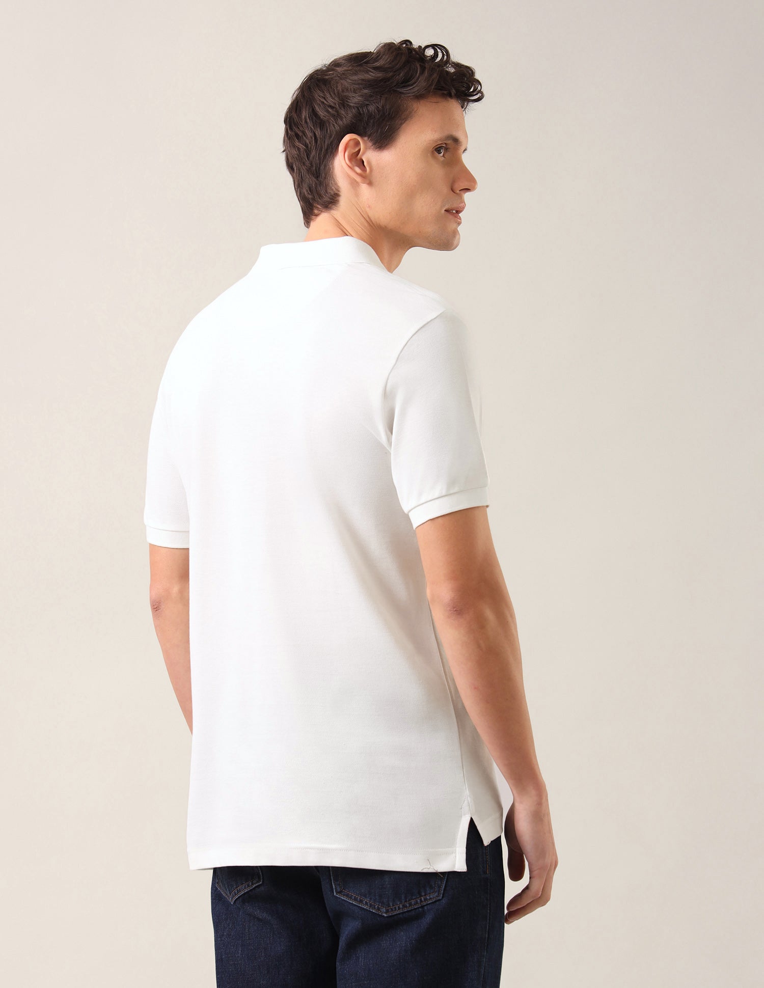 Colour Blocked With Brand Printed Slim Fit Polo Shirt Ivory - U.S. Polo Assn. India | Large
