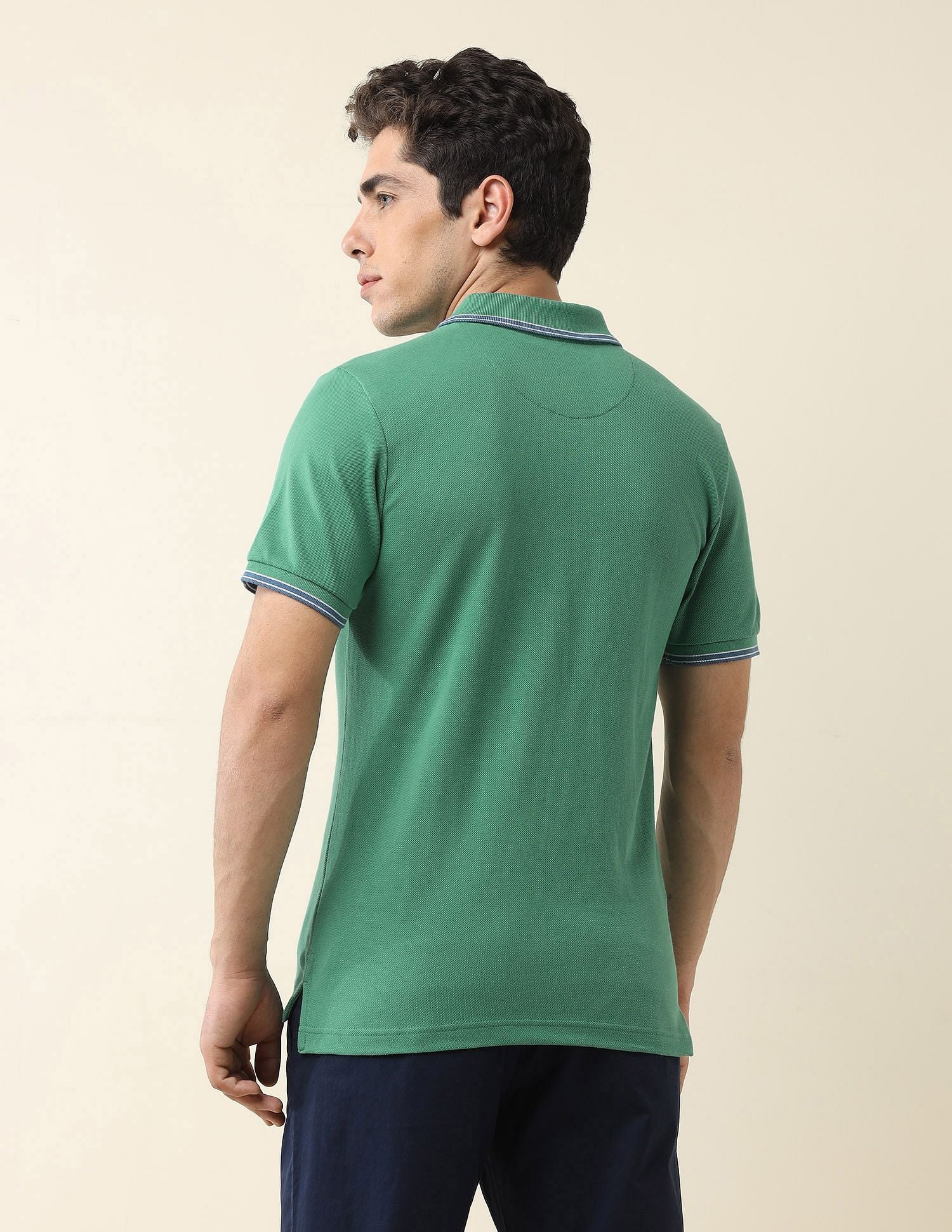 Slim Fit Solid Polo Shirt Green - U.S. Polo Assn. India | Large