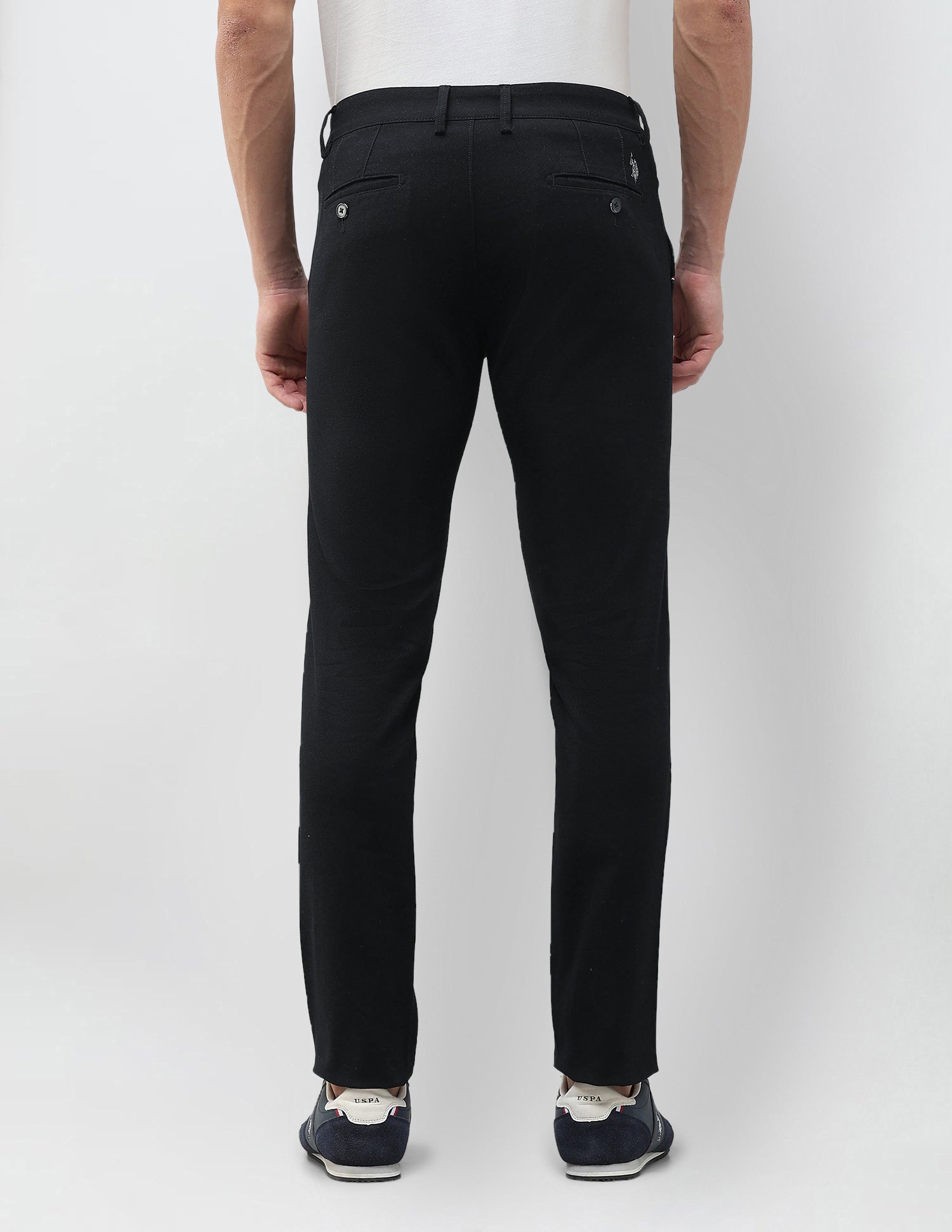 Denver Slim Fit Dobby Trousers Black - U.S. Polo Assn. India | Large