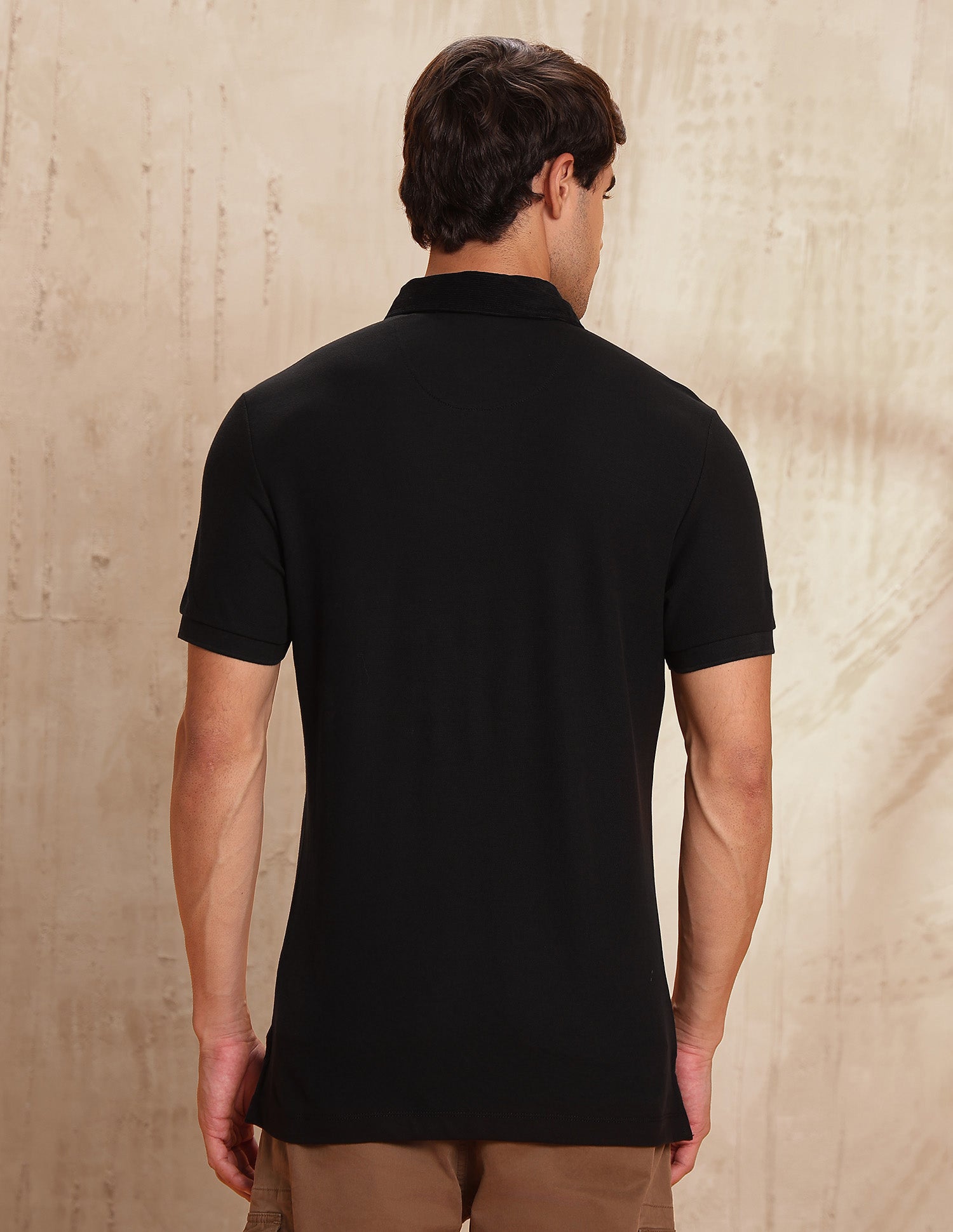 Textured Pure Cotton Polo Shirt Black - U.S. POLO ASSN. | Large