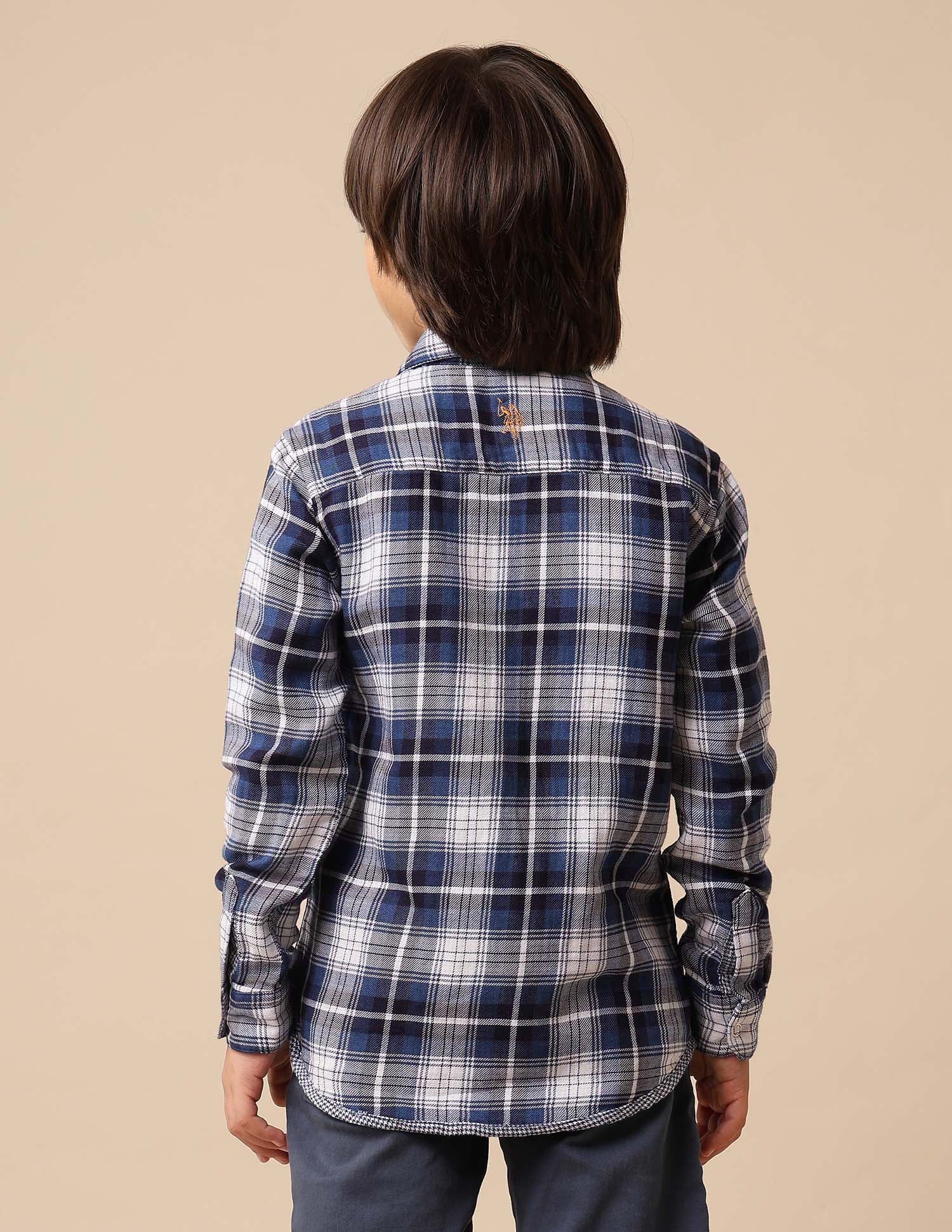 Boys All Over Printed Regular Fit Shirt Dark Blue - U.S. POLO ASSN. | Large