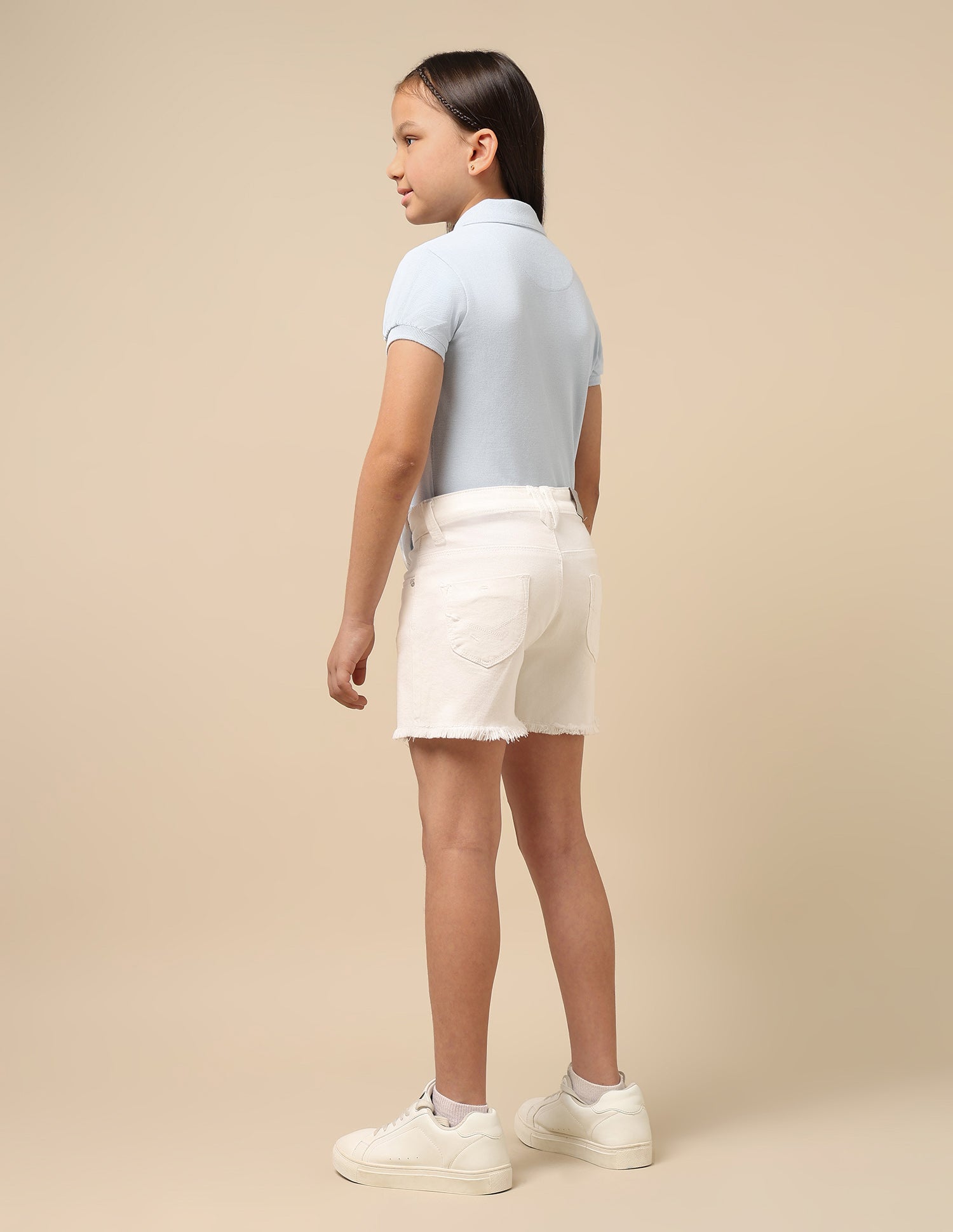 Girls Twill Denim Shorts White - U.S. Polo Assn. India | Large