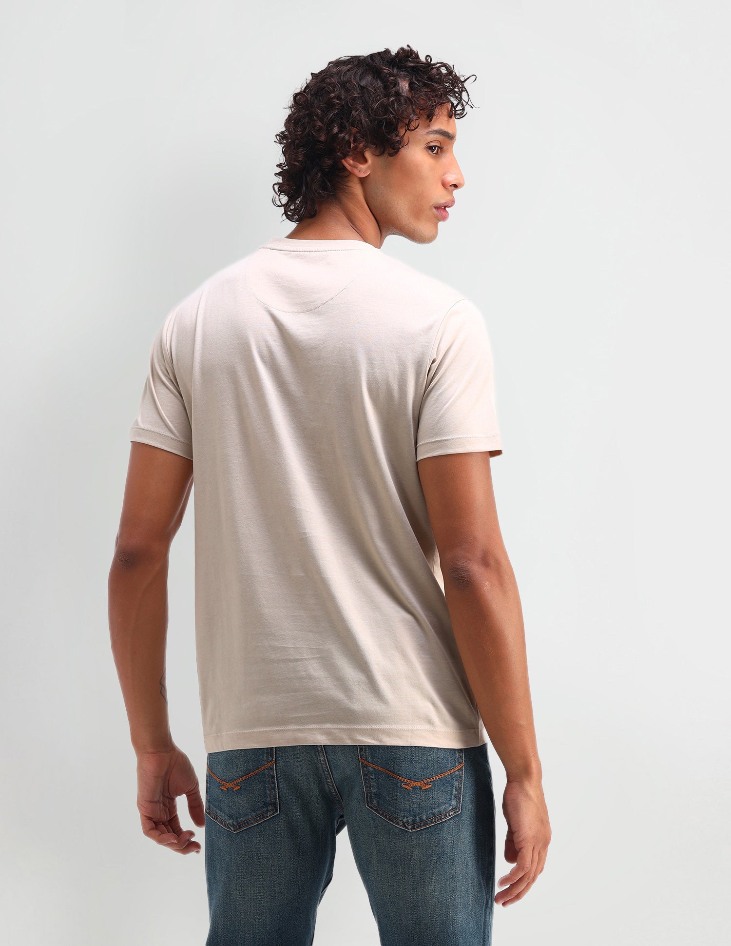 Brand Printed Muscle Fit T-Shirt Beige - U.S. Polo Assn. India | Large