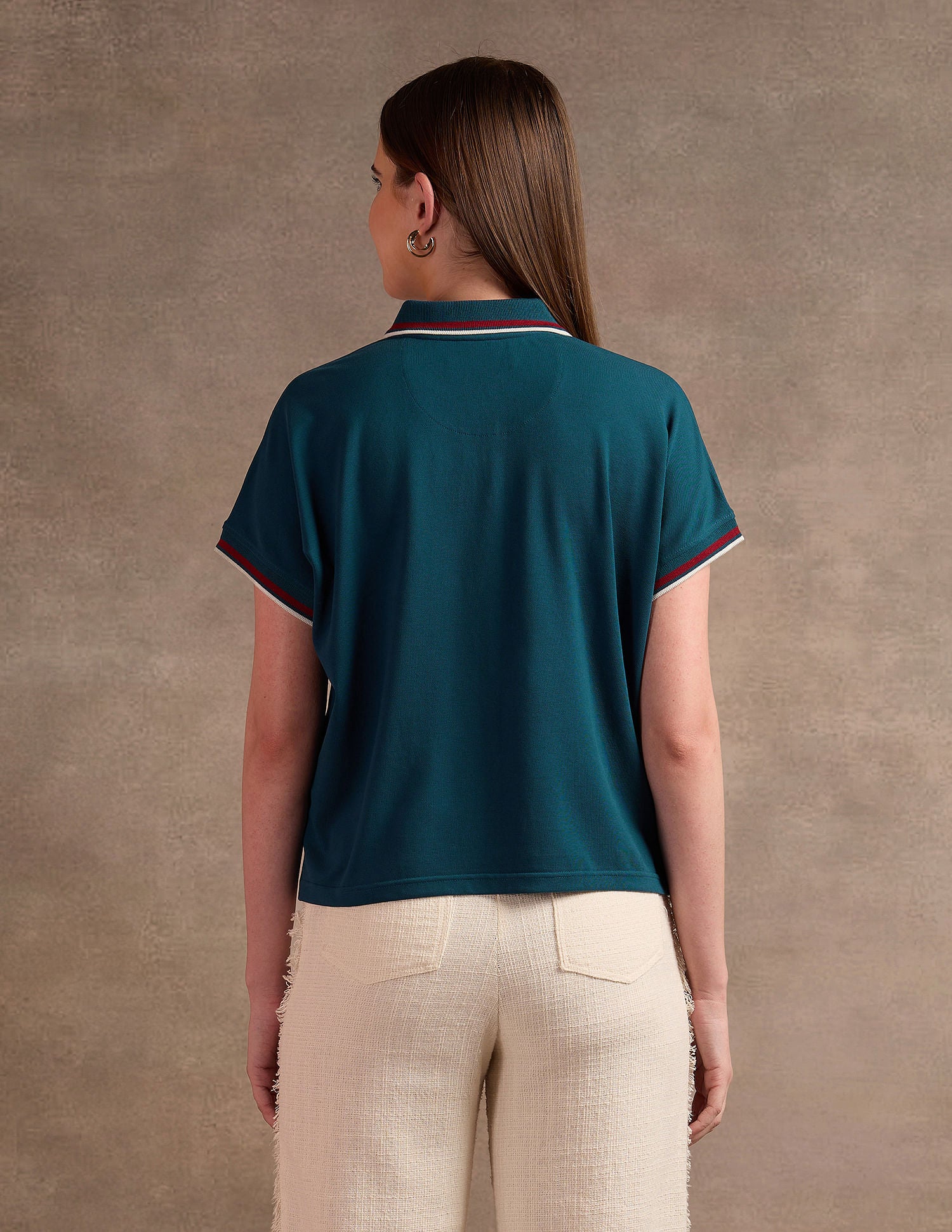 Tipped Collar Boxy Fit Polo Shirt Teal - U.S. POLO ASSN. | Large