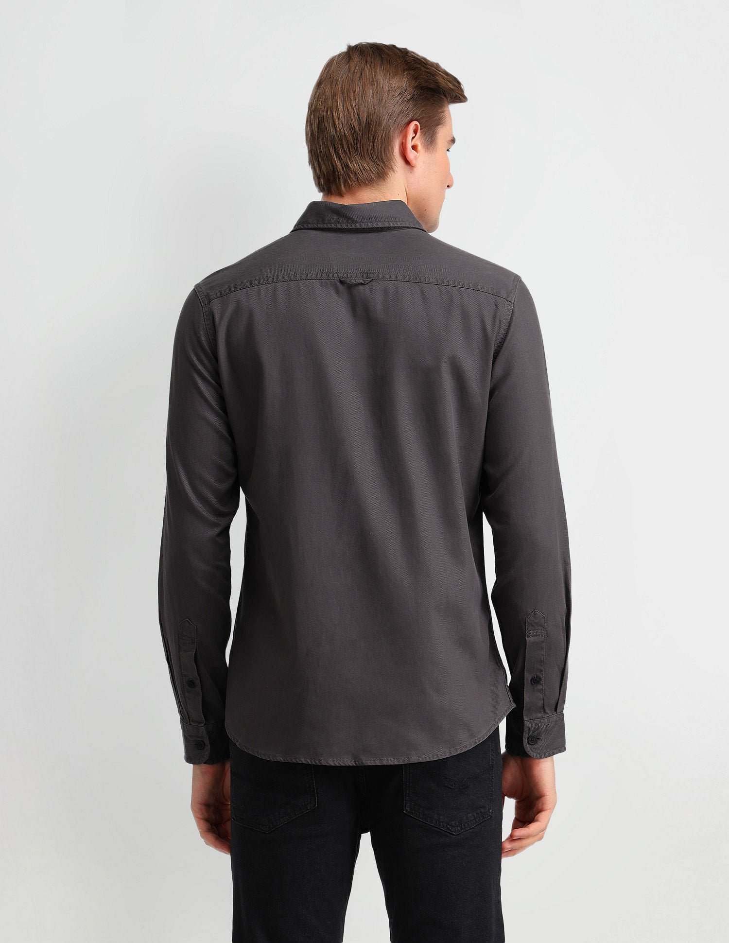 Slim Fit Cavalry Twill Shirt Dark Grey - U.S. Polo Assn. India | Large