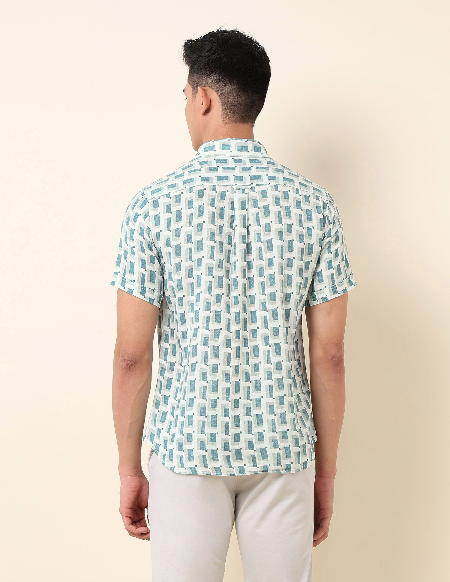 Geometric Printed Pure Cotton Shirt Green - U.S. POLO ASSN. | Large