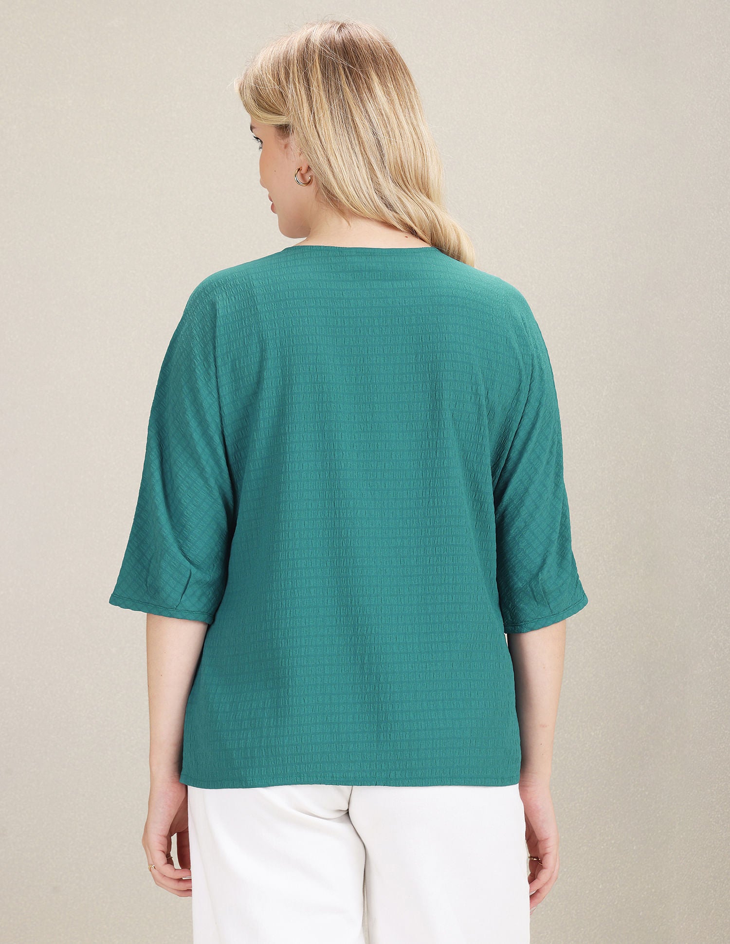 Extended Sleeve Textured Top Teal - U.S. POLO ASSN. | Large