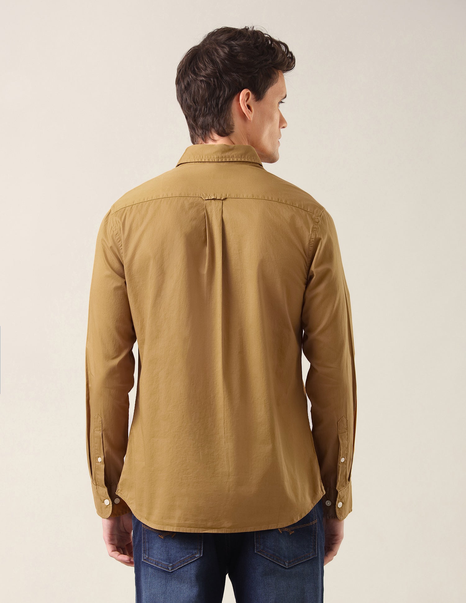 Twill Tailored Fit Shirt Mustard - U.S. Polo Assn. India | Large