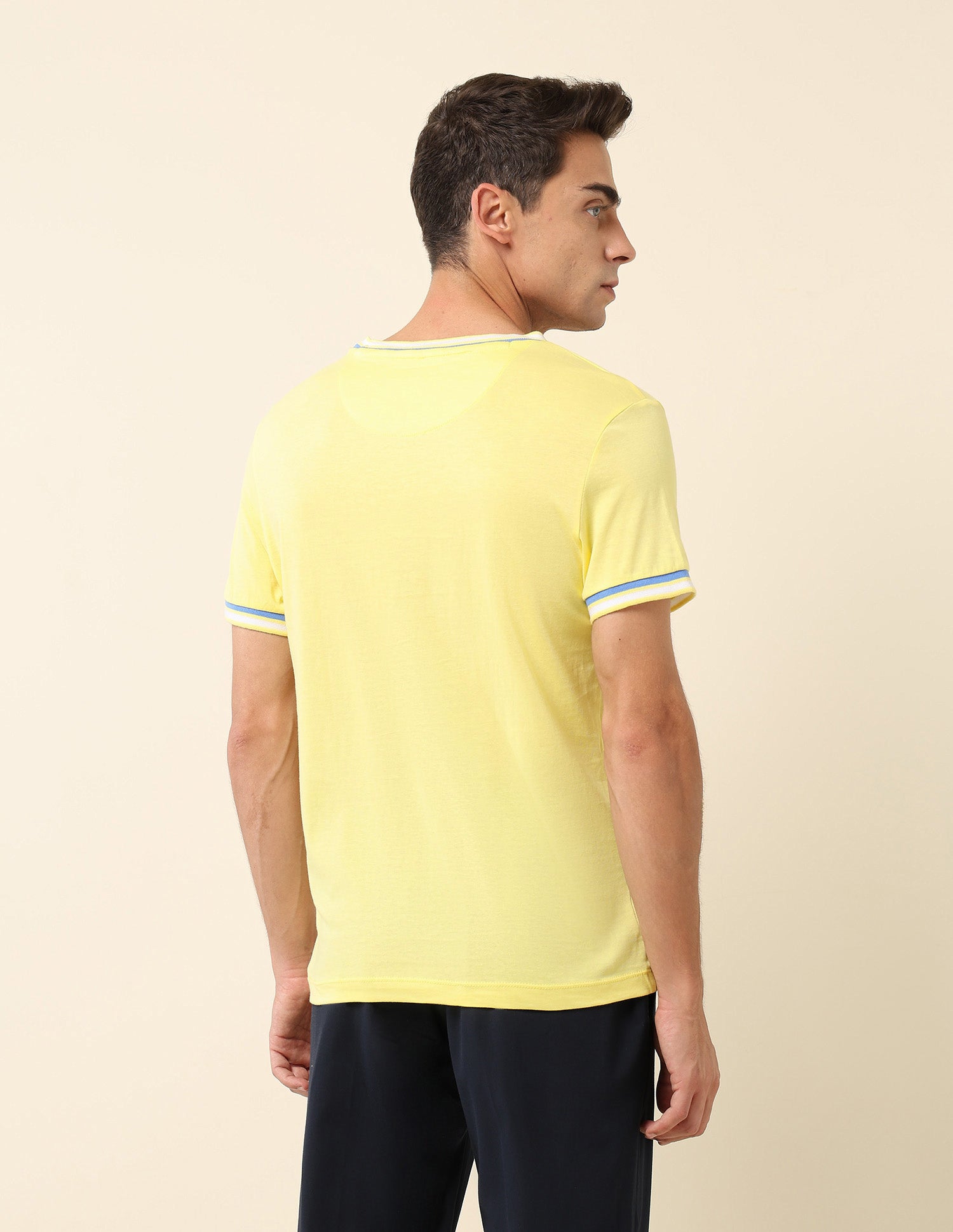 Solid Slim Fit T- Shirt Yellow - U.S. Polo Assn. India | Large
