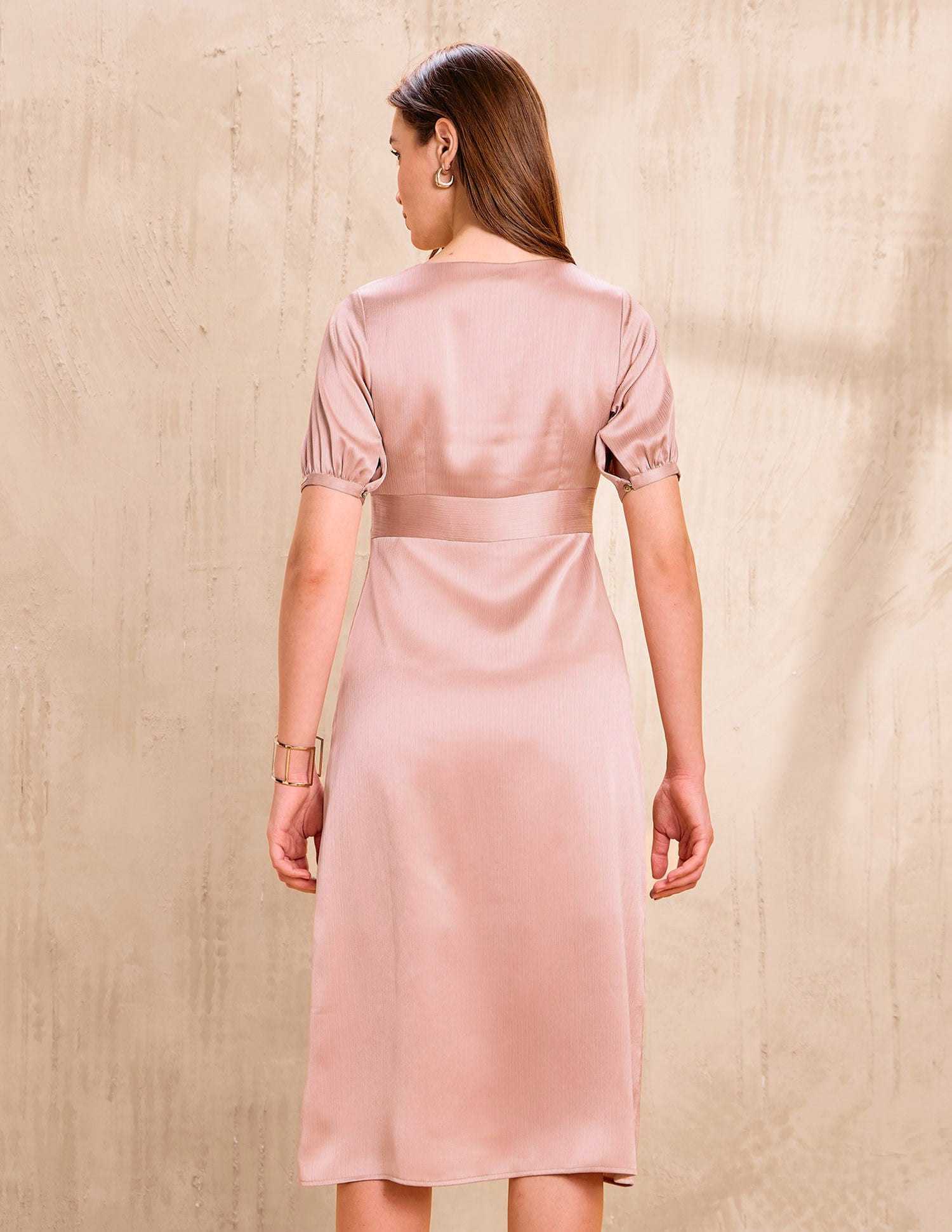 Solid V-neck A-lineDress Pink - U.S. POLO ASSN. | Large