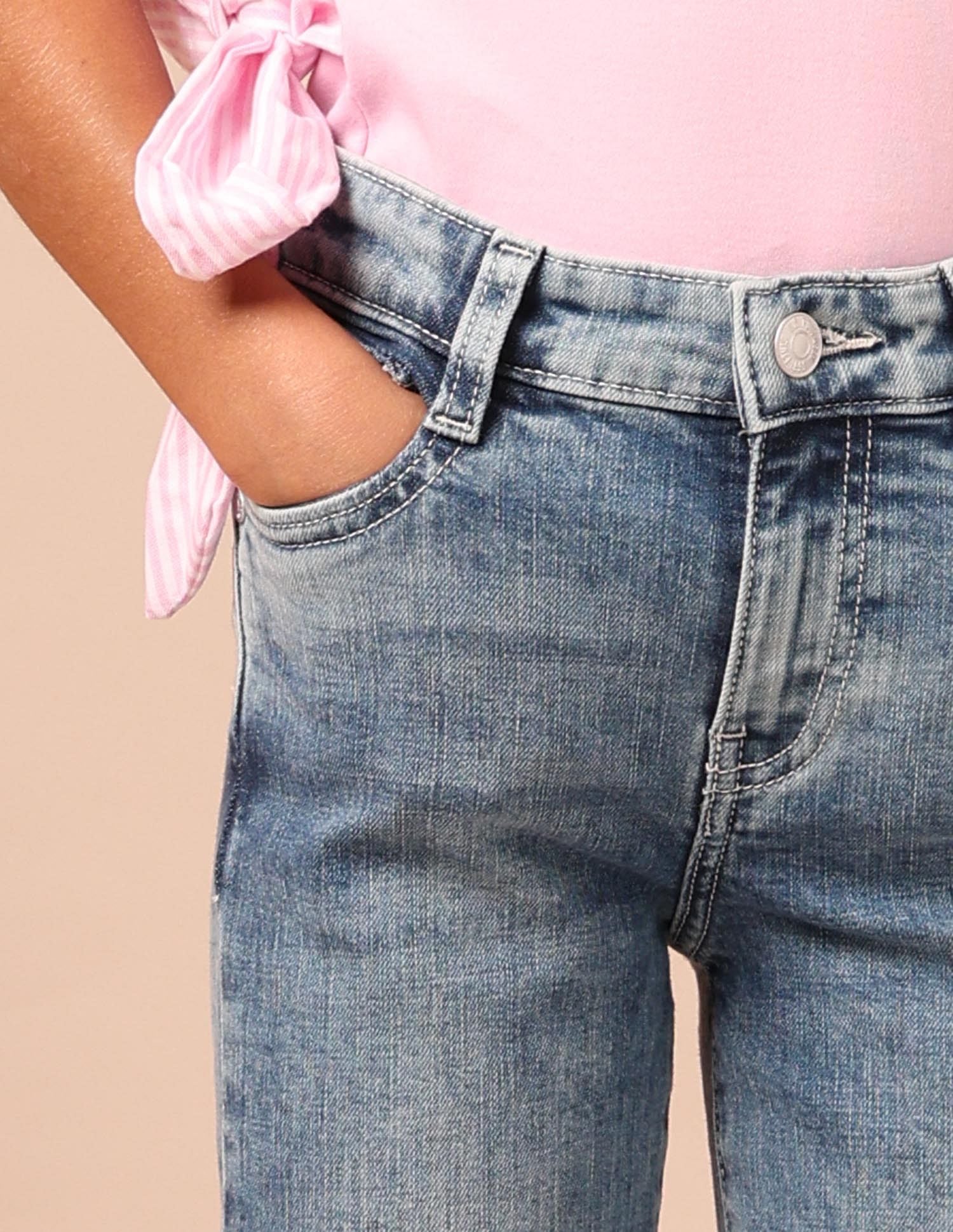 Girls Mid Rise Bootcut Jeans Light Blue - U.S. POLO ASSN. | Large