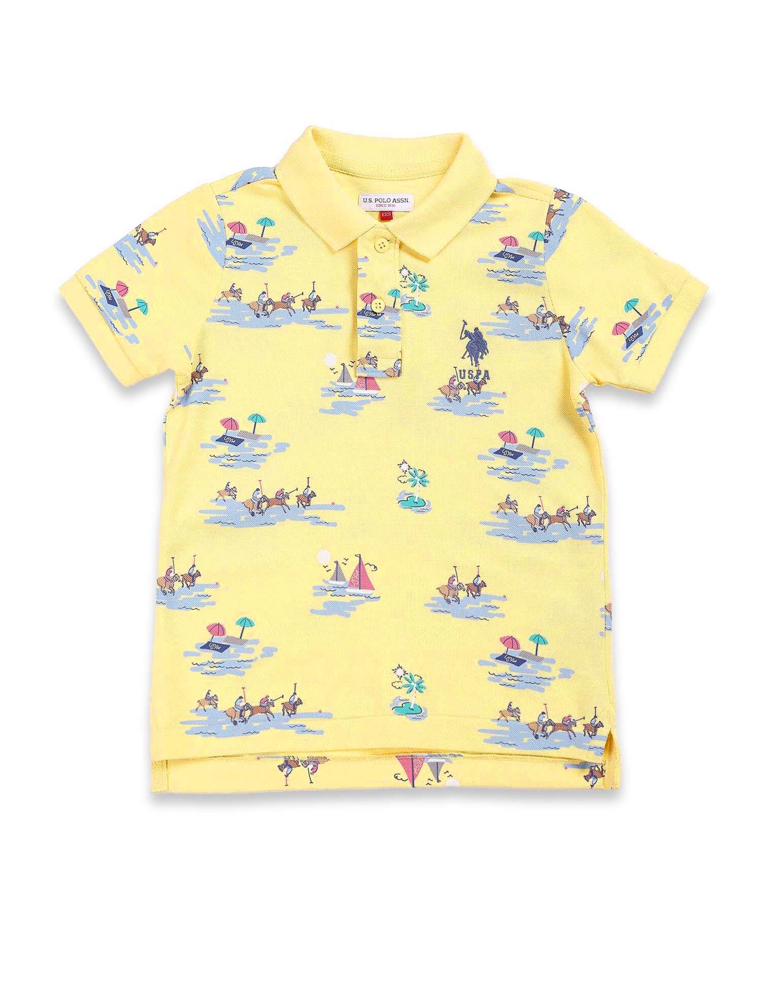 Boys Graphic Print Polo Shirt Light Yellow - U.S. Polo Assn. India | Large