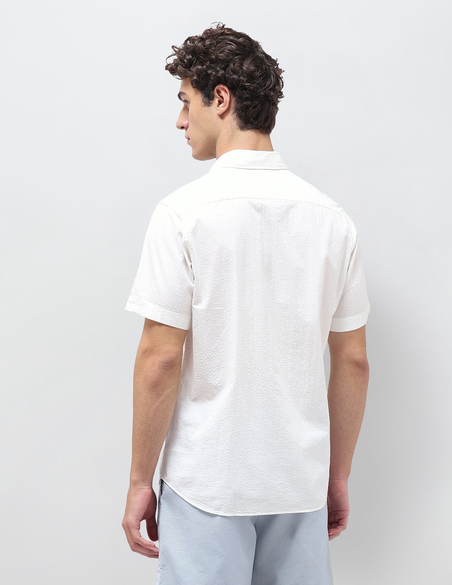 Pinstriped Seersucker Shirt Off White - U.S. Polo Assn. India | Large