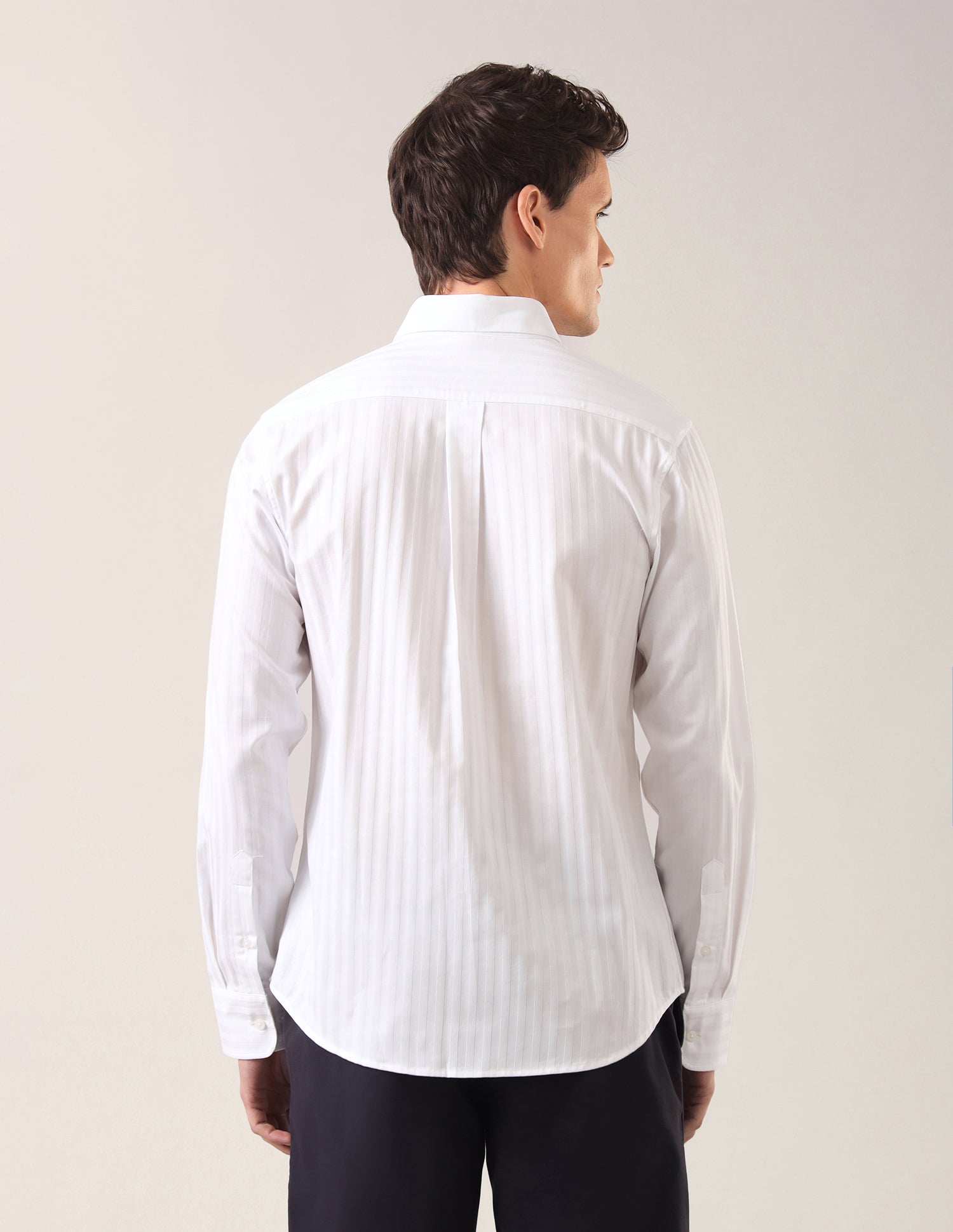 Self Design Vertical Striped Tailored Fit Shirt White - U.S. Polo Assn. India | Large