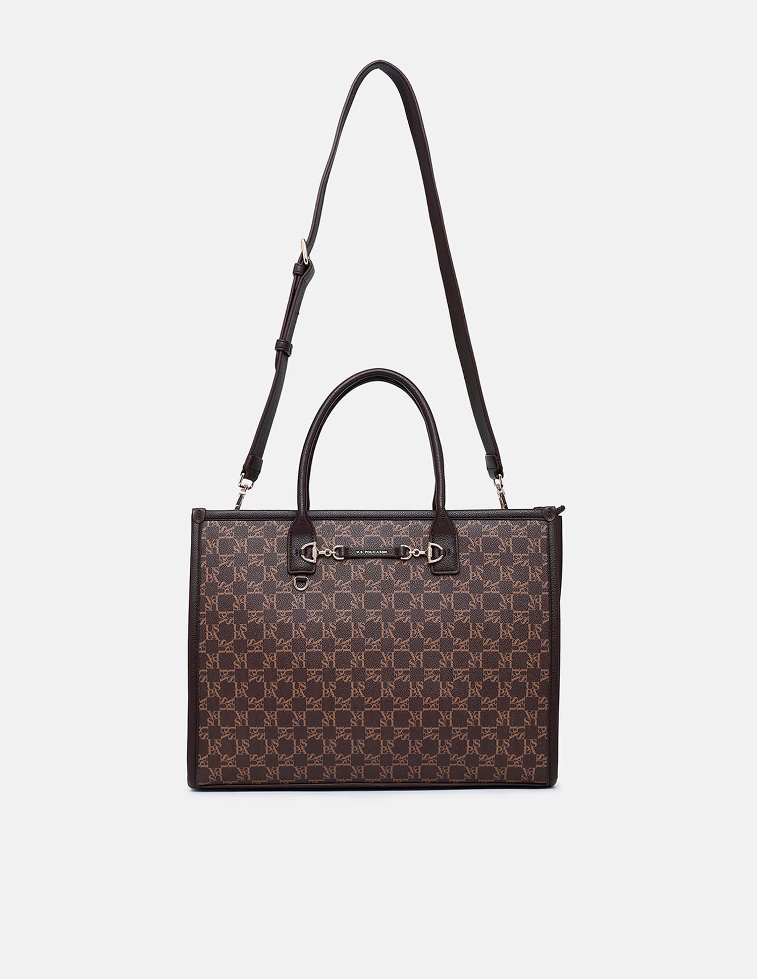 Cassie Monogram Tote Bag Brown - U.S. Polo Assn. India | Large