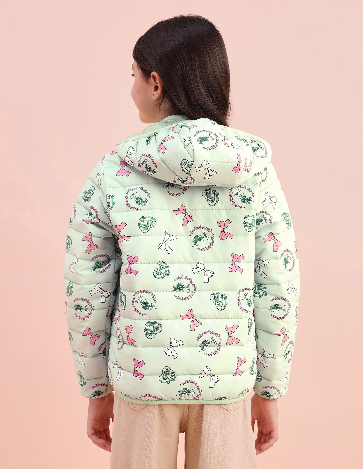 Graphic Printed Puffer Jacket Green - U.S. POLO ASSN. | Large