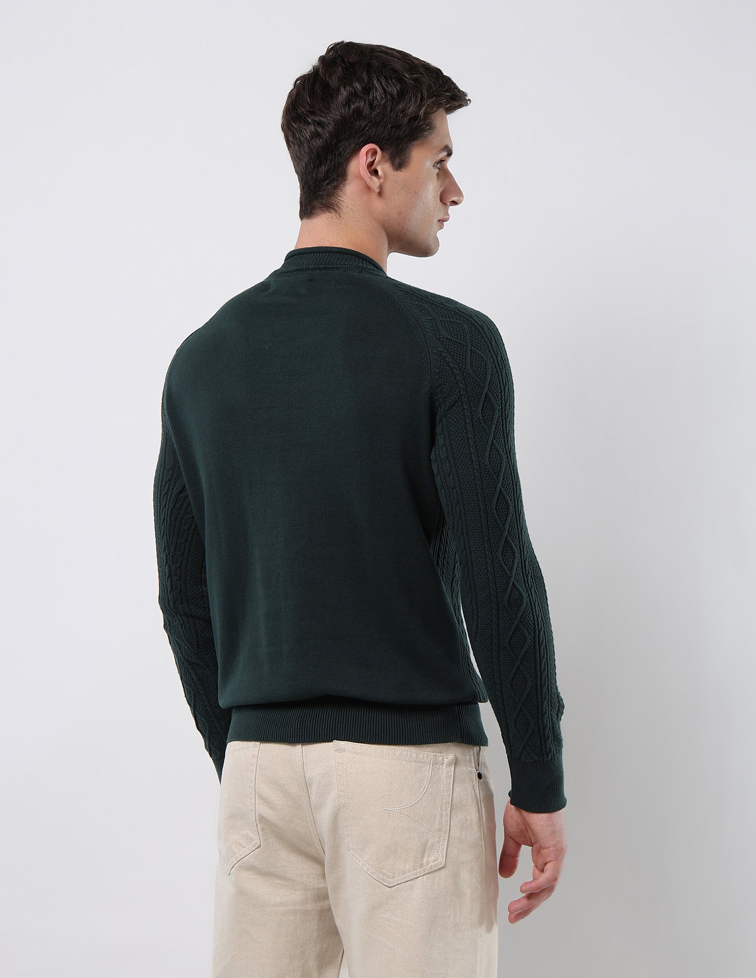 Cable Patterned Knit Regular Fit Sweater Olive - U.S. POLO ASSN. | Large