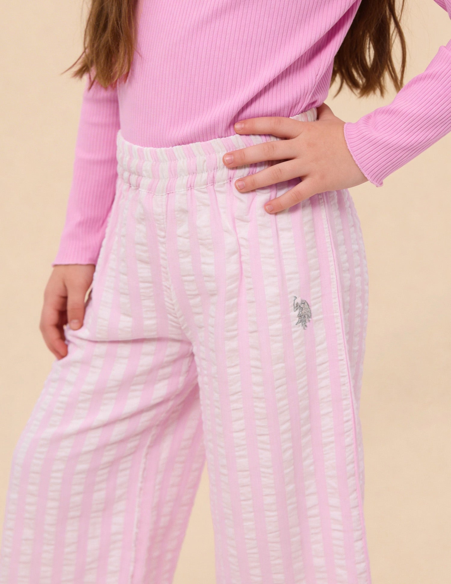 Vertical Striped Flared Fit Trousers Pink - U.S. Polo Assn. India | Large