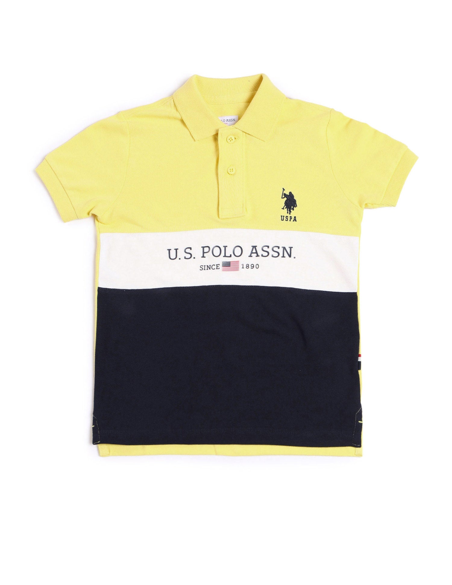 Boys Colourblock Regular Fit Polo Shirt Light Yellow - U.S. POLO ASSN. | Large