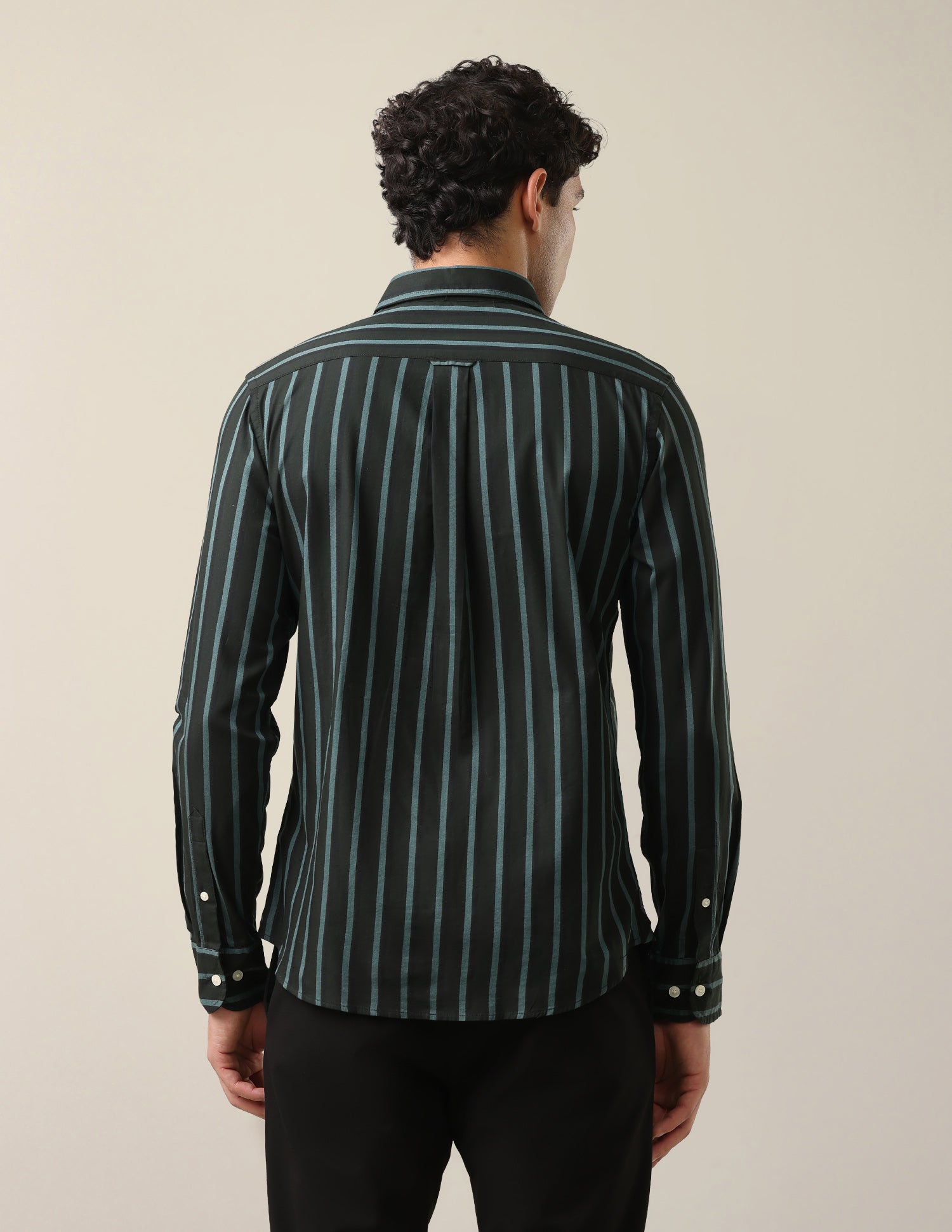 Vertical Striped Twill Shirt Dark Green - U.S. Polo Assn. India | Large