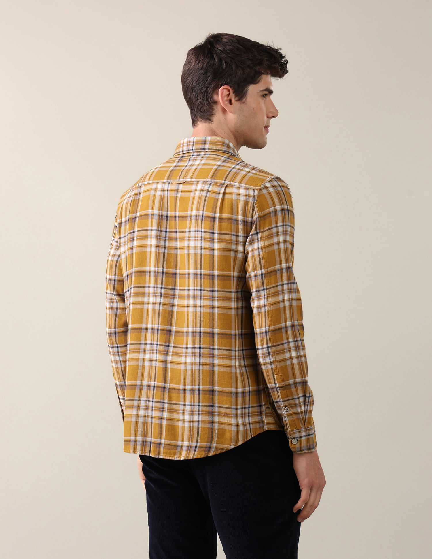 Twill Plaid Checked Shirt Yellow - U.S. Polo Assn. India | Large