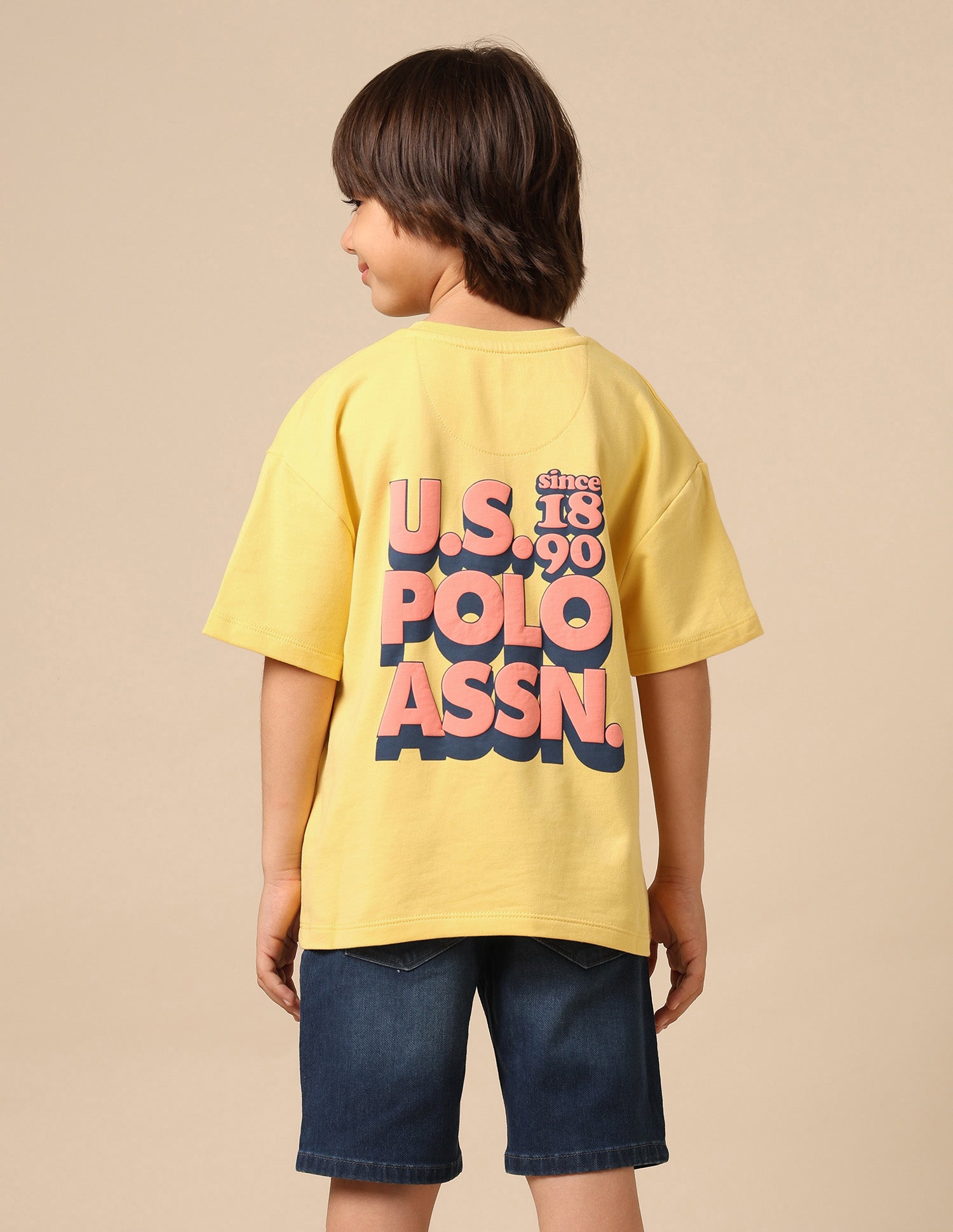 Boys Brand Printed Boxy Fit T Shirt Yellow - U.S. POLO ASSN. | Large