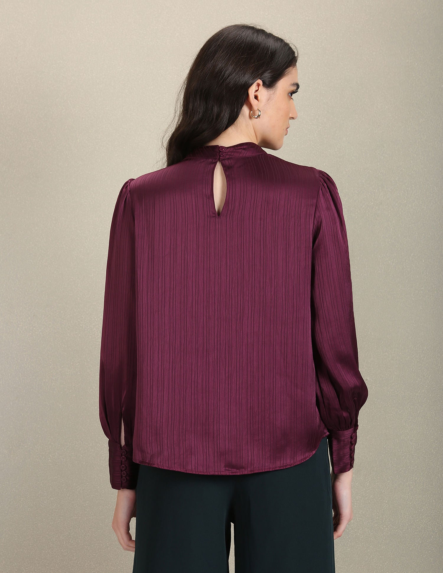 Long Sleeve Vertical Stripe Top Wine - U.S. POLO ASSN. | Large