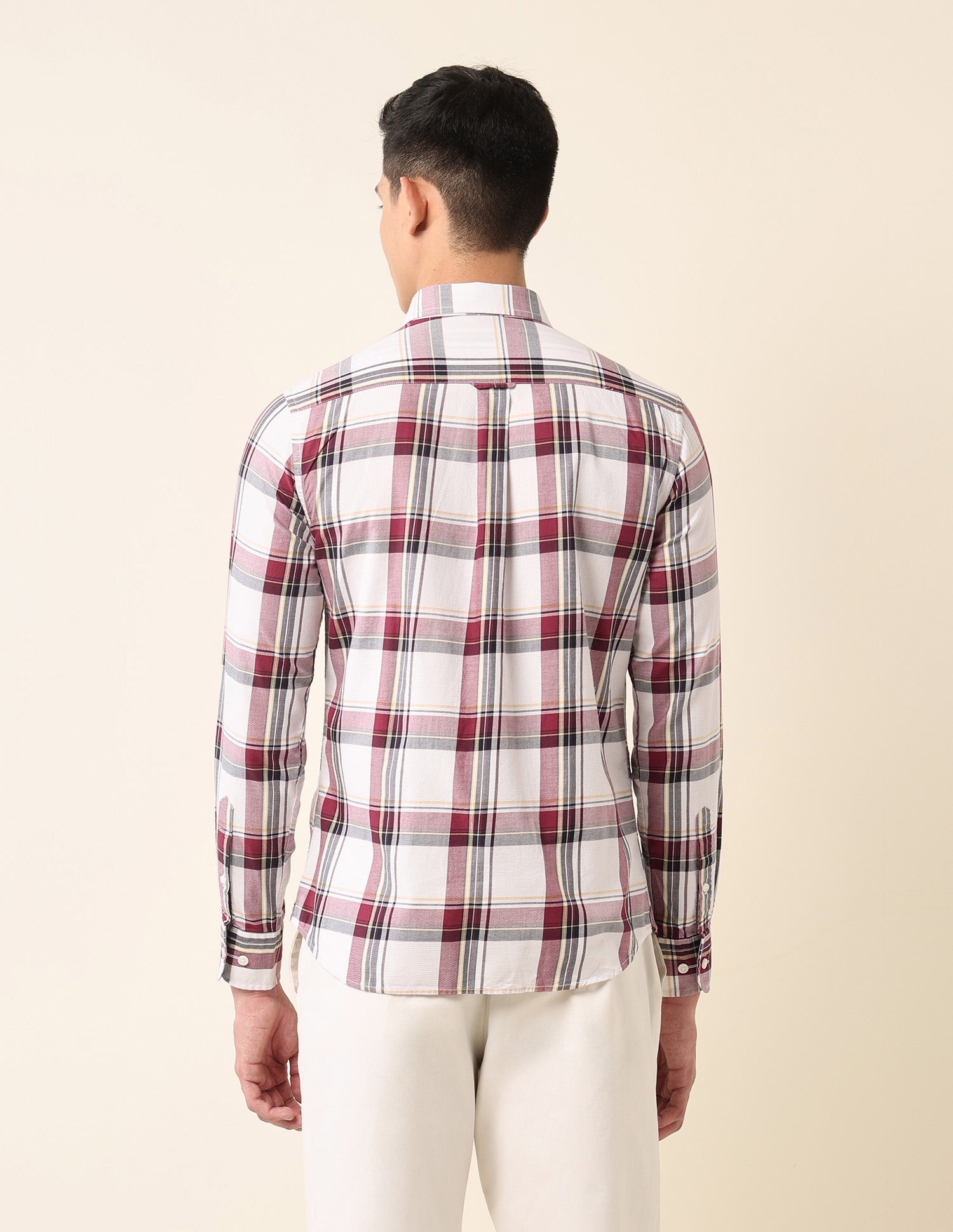 Plaid Checked Pure Cotton Shirt Maroon - U.S. Polo Assn. India | Large