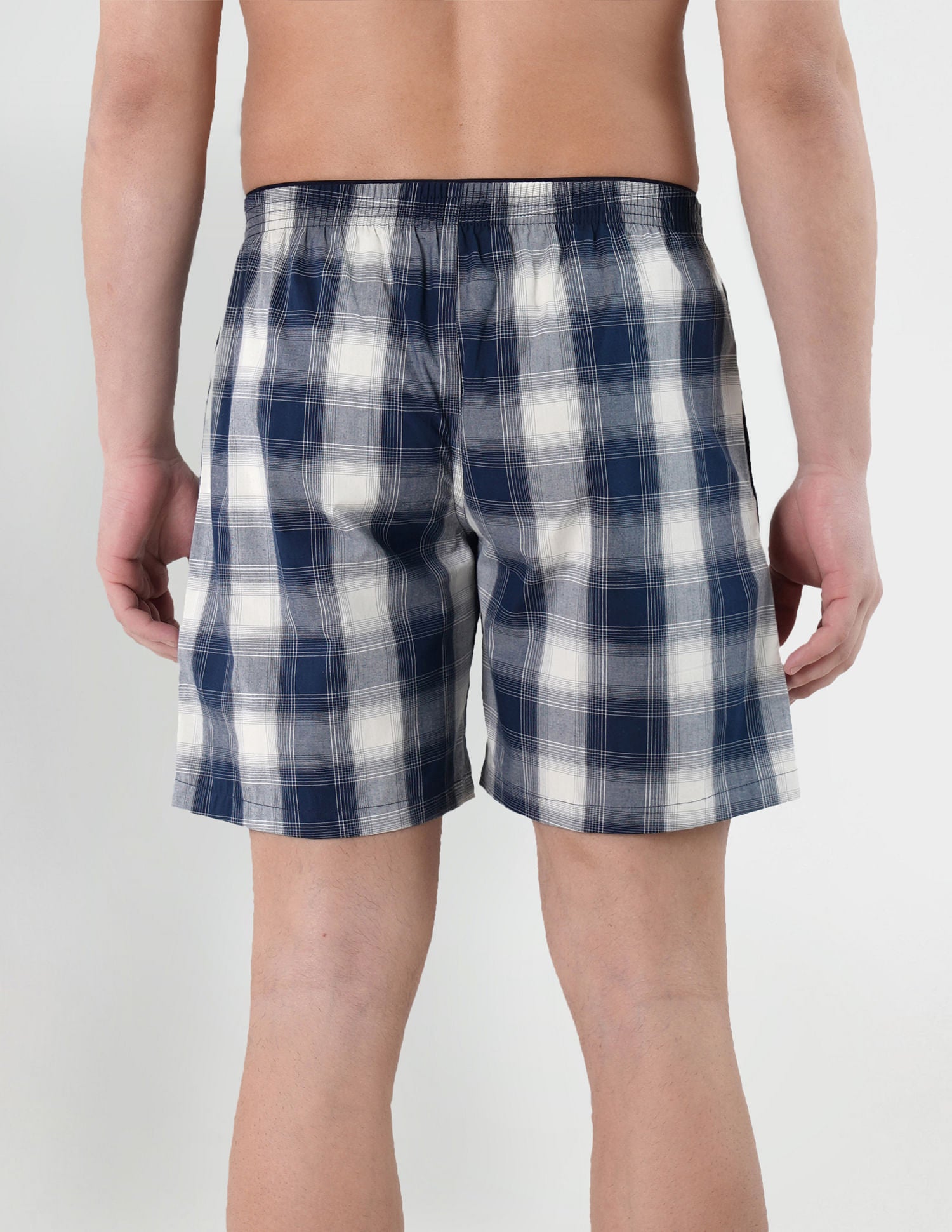 Checkered Cotton Twill EX002 Boxers - Pack Of 1 Navy and Ivory - U.S. POLO ASSN. | Large