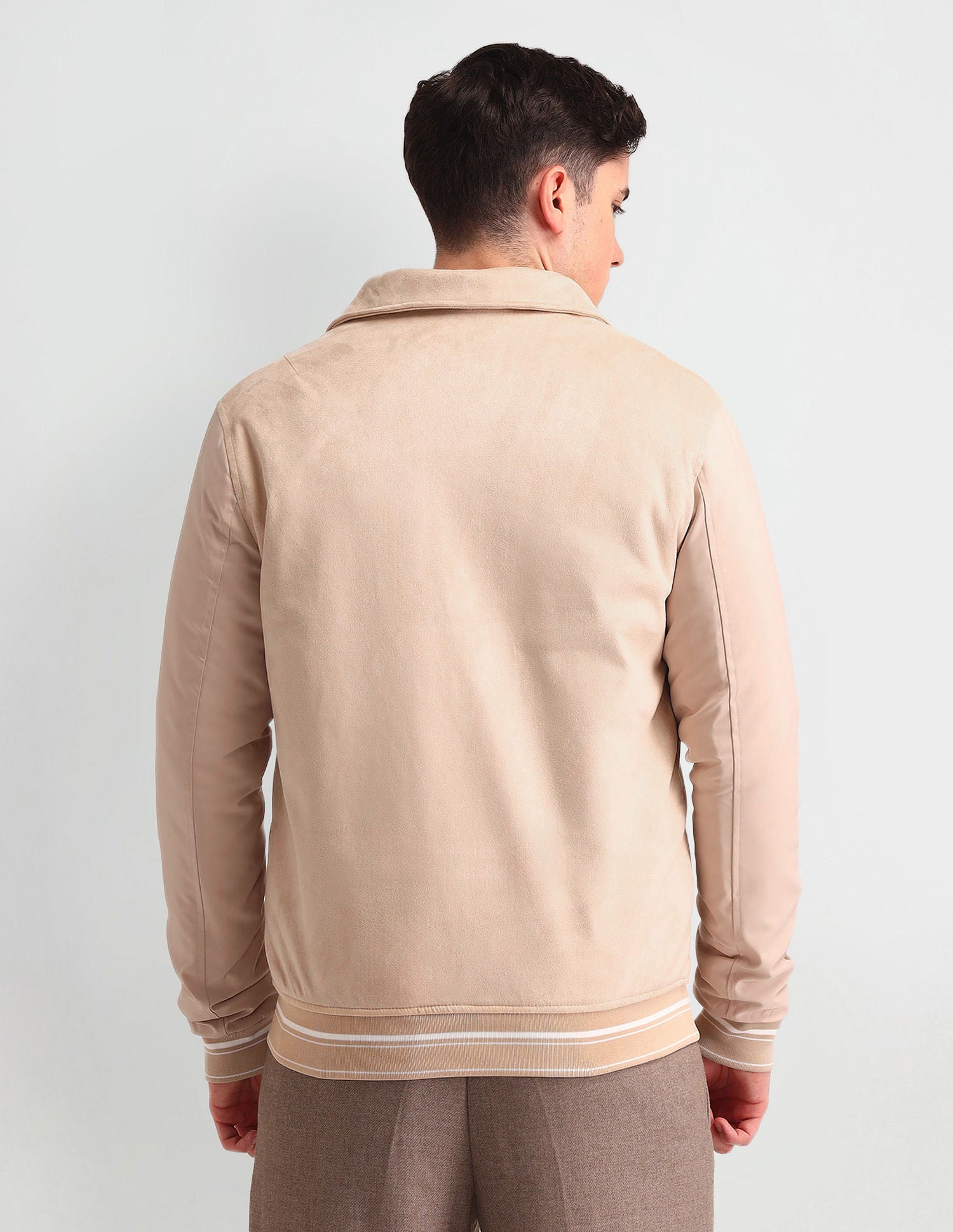 Velvet Solid Casual Jacket Khakhi - U.S. POLO ASSN. | Large