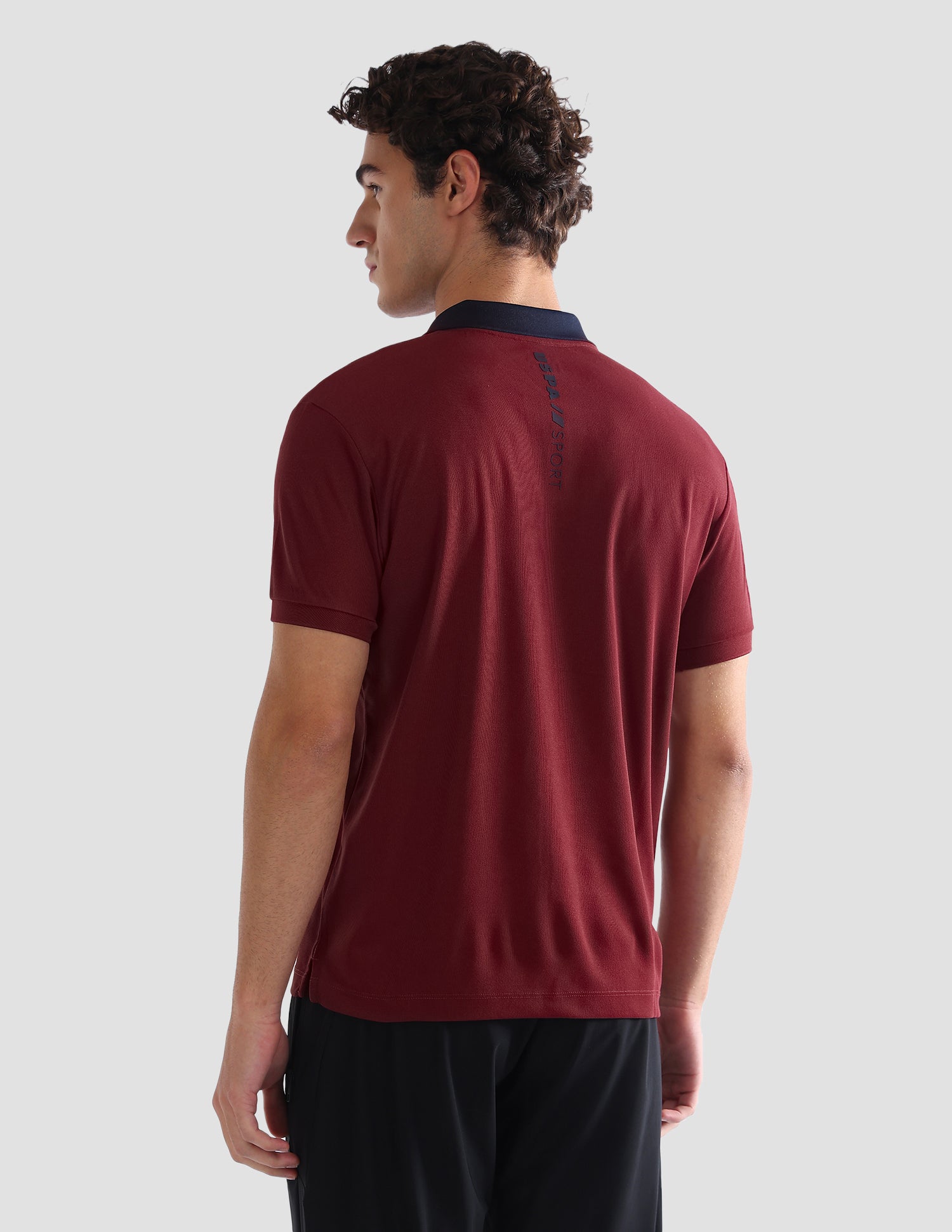 Solid Slim Fit Active Polo Shirt Maroon - U.S. Polo Assn. India | Large
