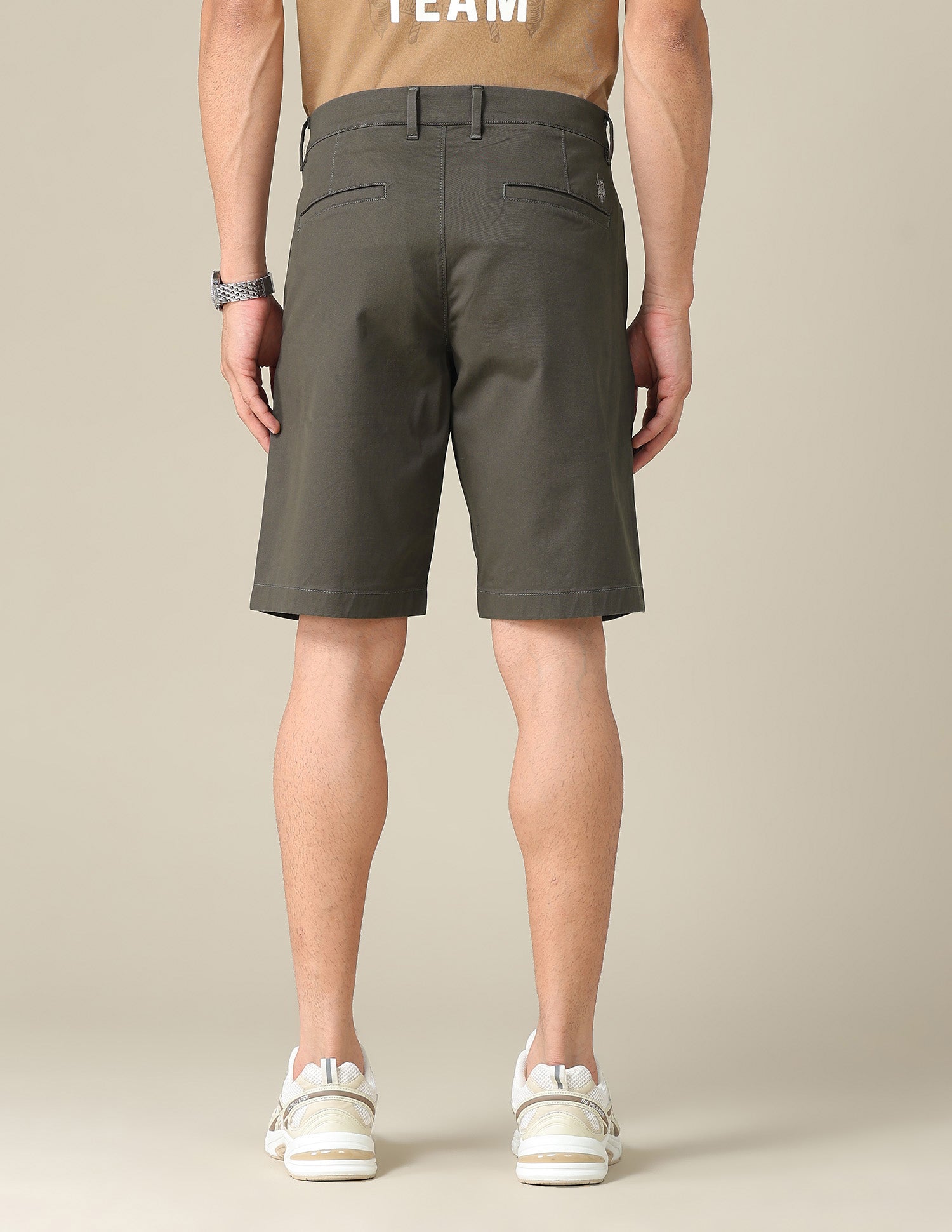 Solid Slim Fit Shorts Dark Olive - U.S. POLO ASSN. | Large