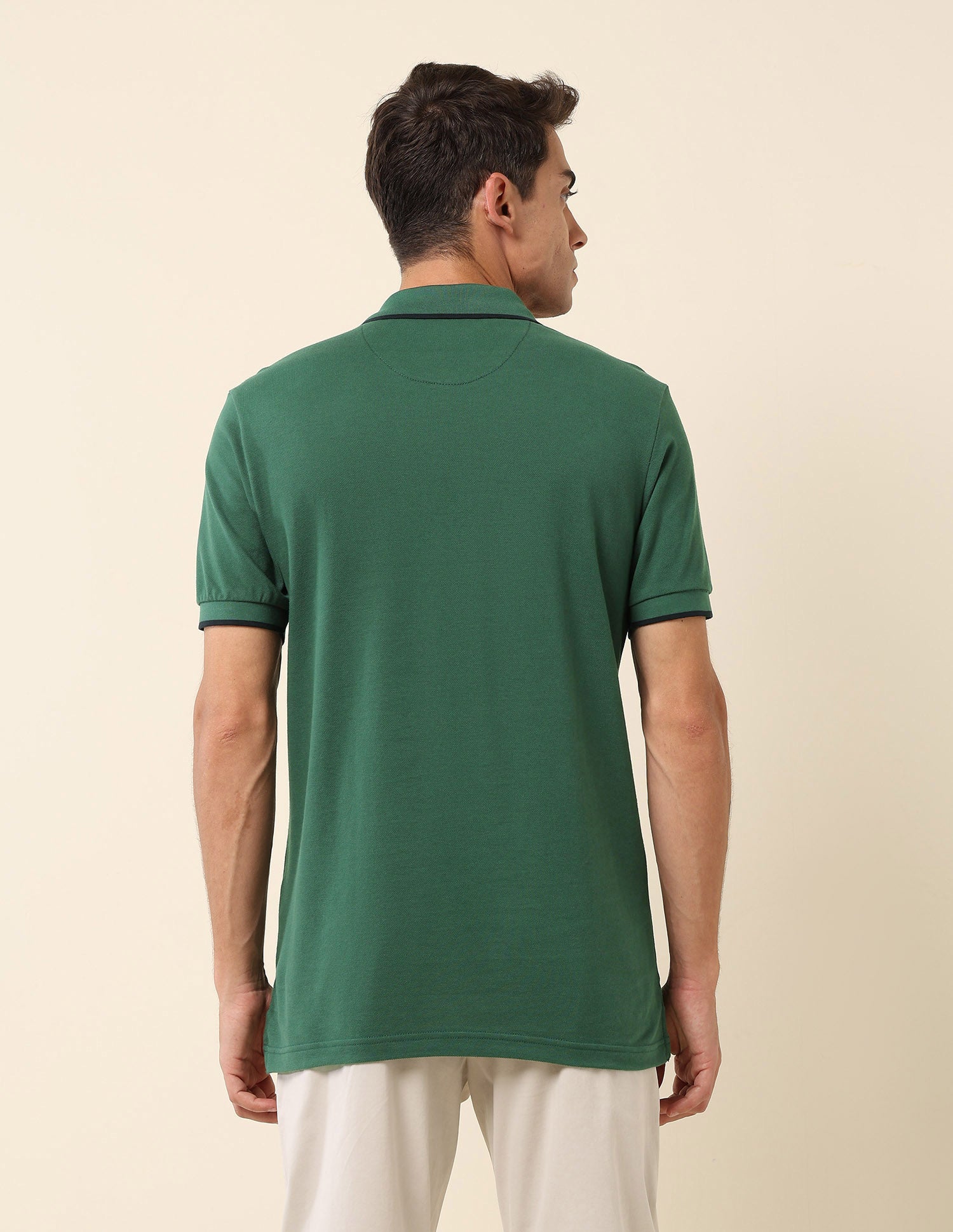 Slim Fit Solid Polo Shirt Dark Green - U.S. Polo Assn. India | Large