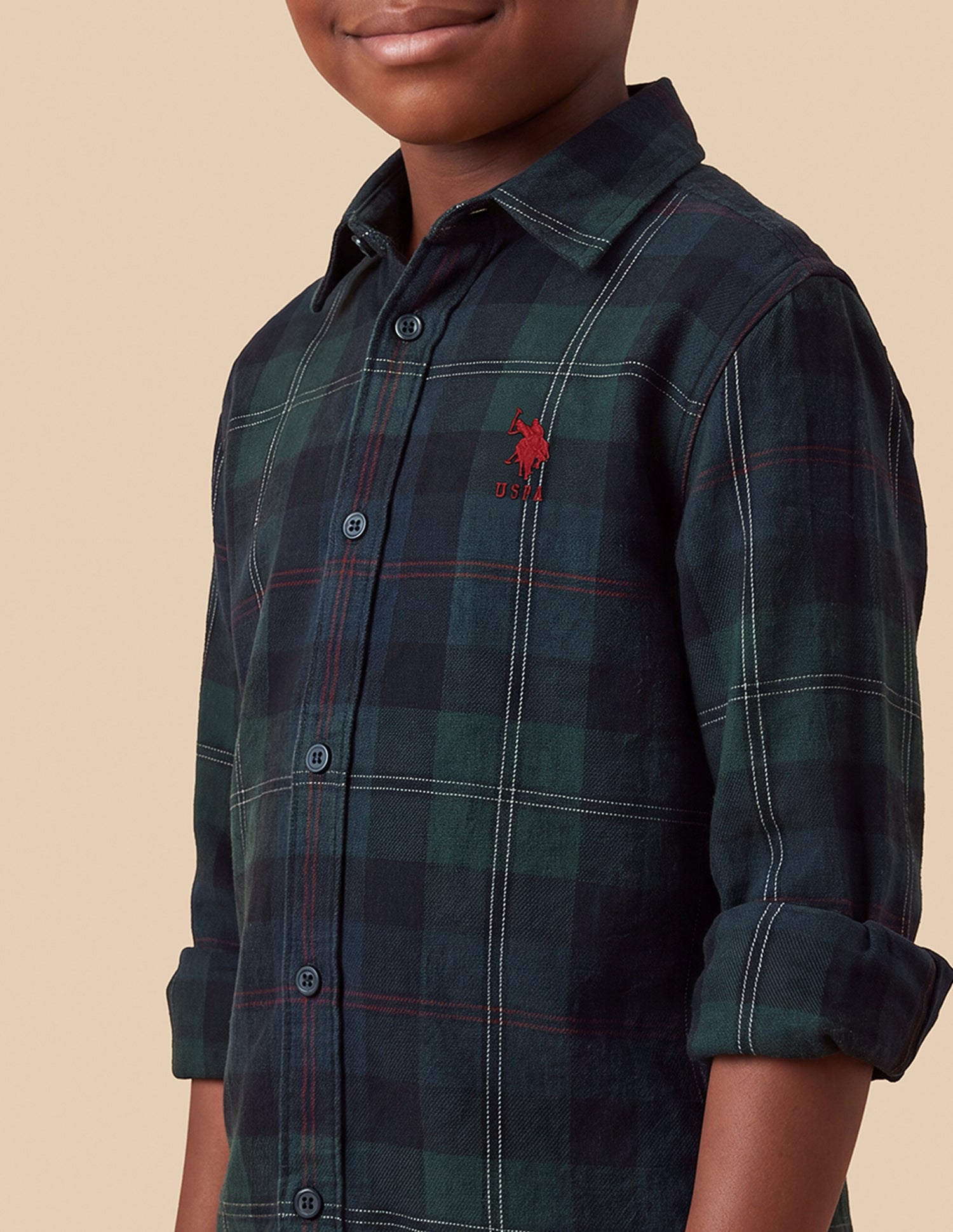 Corduroy Plaid Checked Shirt Green - U.S. Polo Assn. India | Large