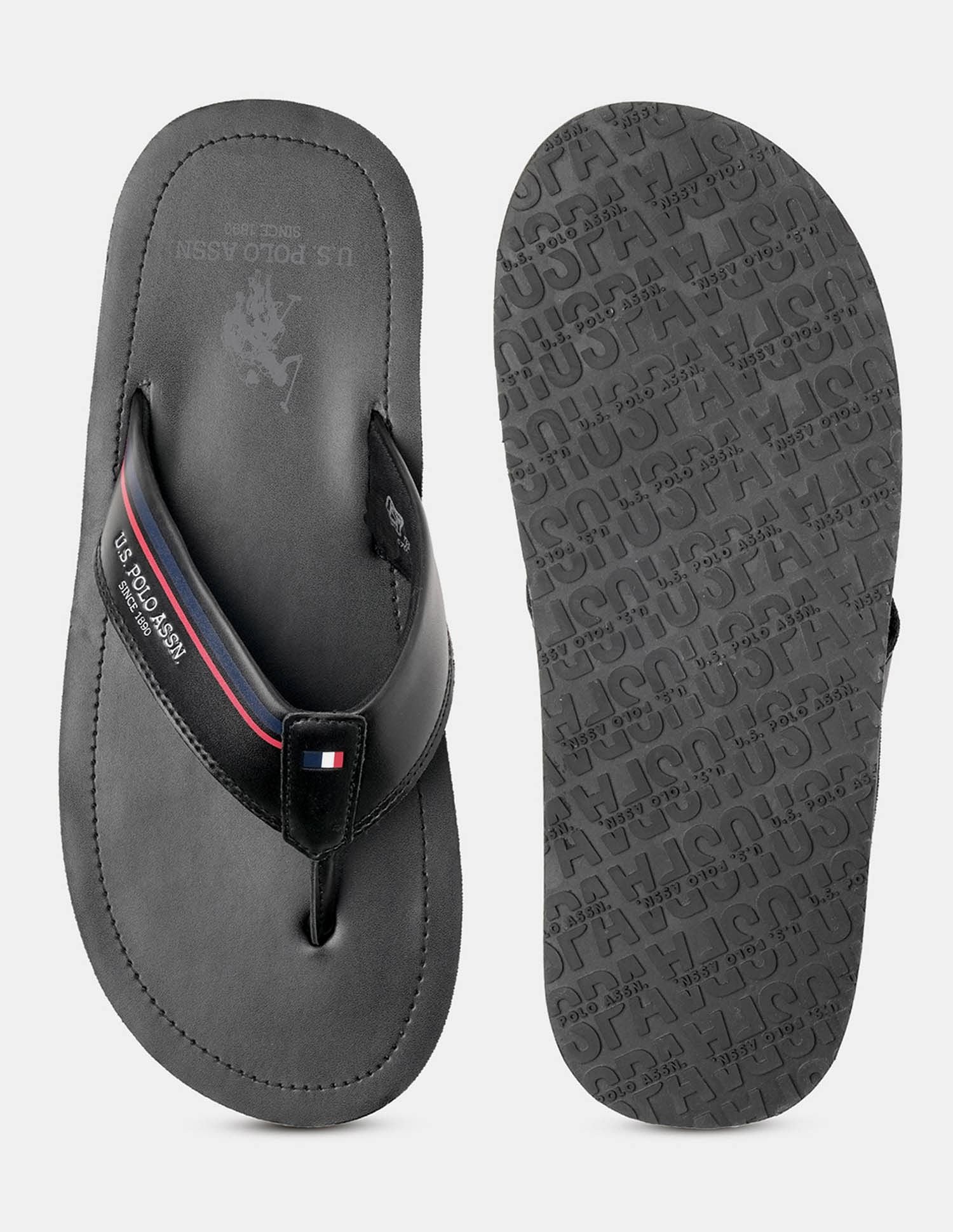 Men Nesta Striped Flip Flops Black - U.S. POLO ASSN. | Large