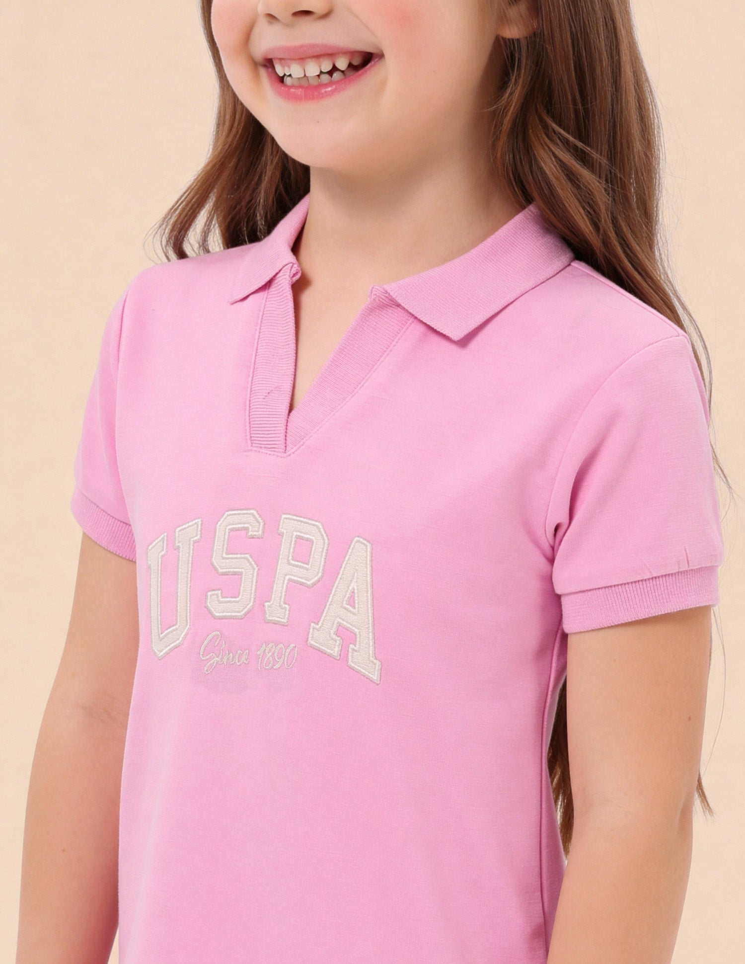 Brand Applique Drop Waist Dress Pink - U.S. Polo Assn. India | Large