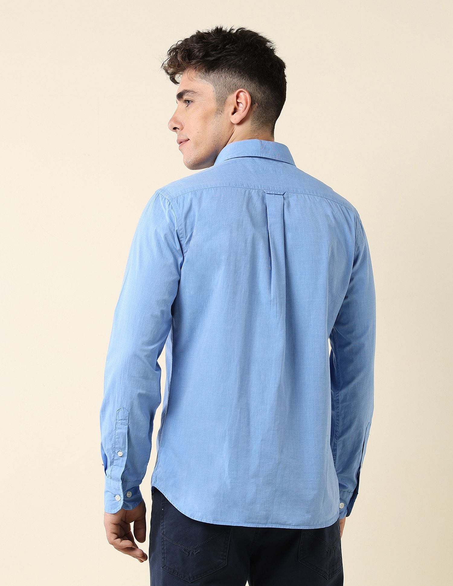 Tailored Fit Fil-à-Fil Shirt Blue - U.S. Polo Assn. India | Large