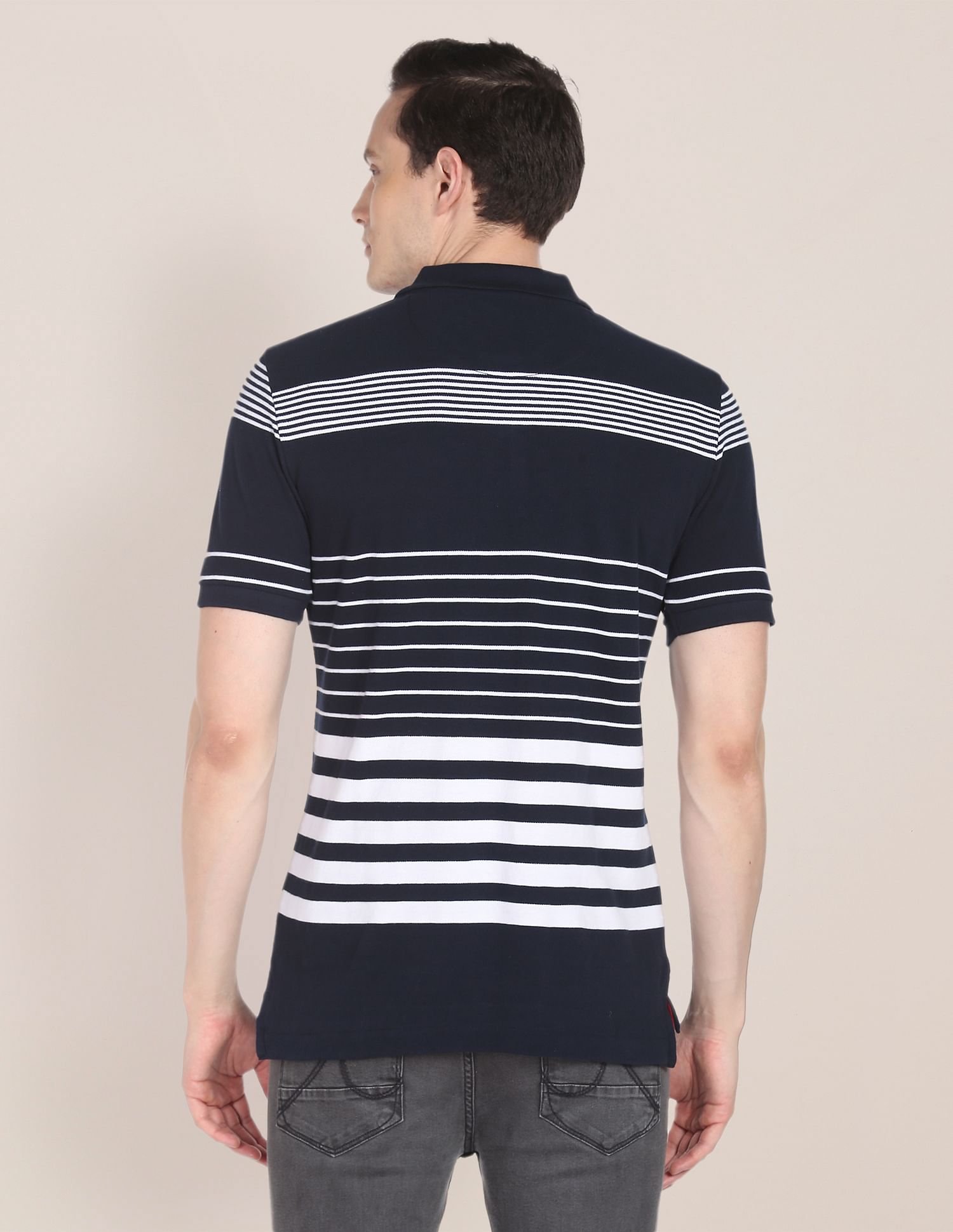 Horizontal Stripe Cotton Polo Shirt Navy - U.S. POLO ASSN. | Large