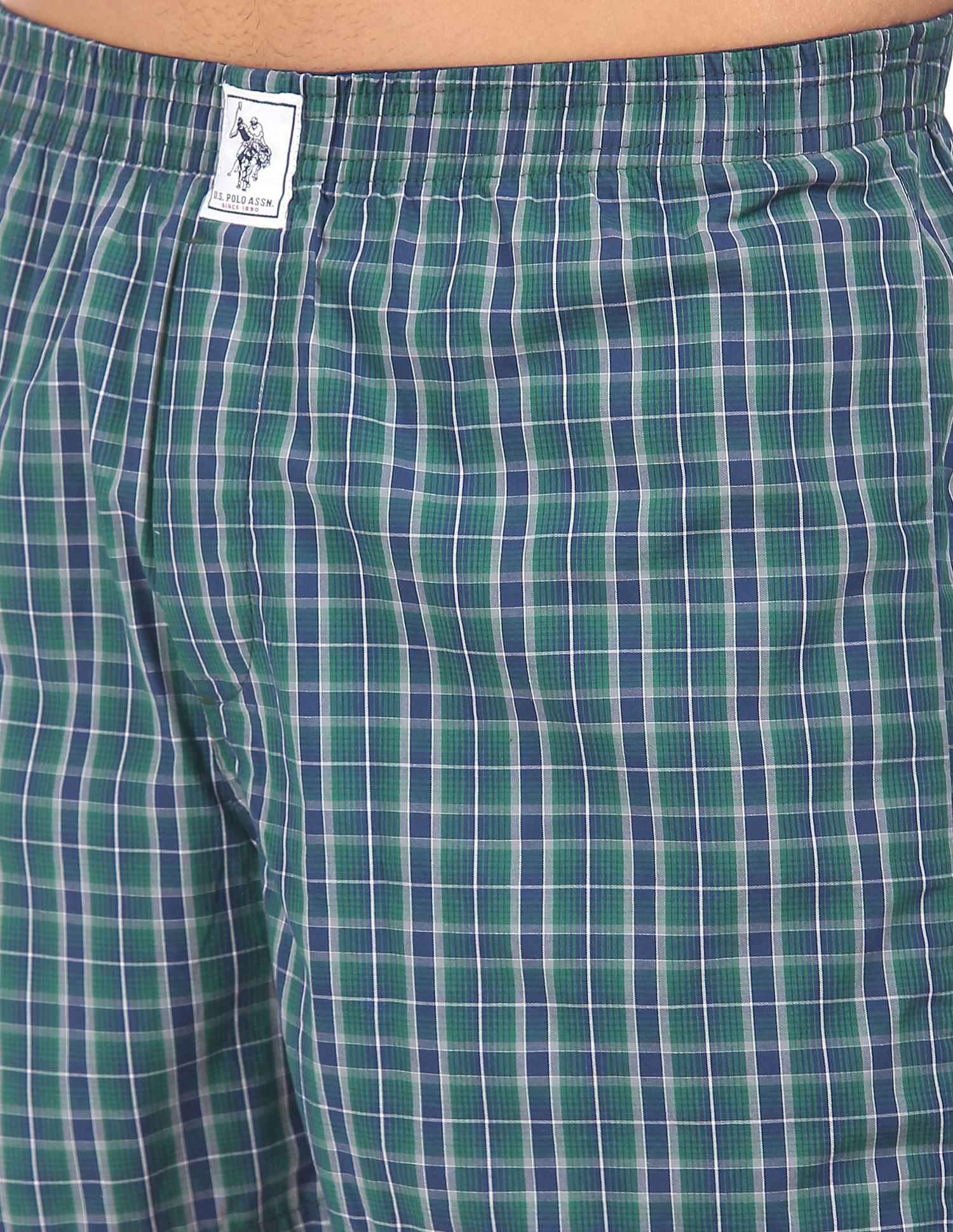 Plaid Check Pure Cotton I691 Boxers - Pack Of 2 Blue - U.S. POLO ASSN. | Large
