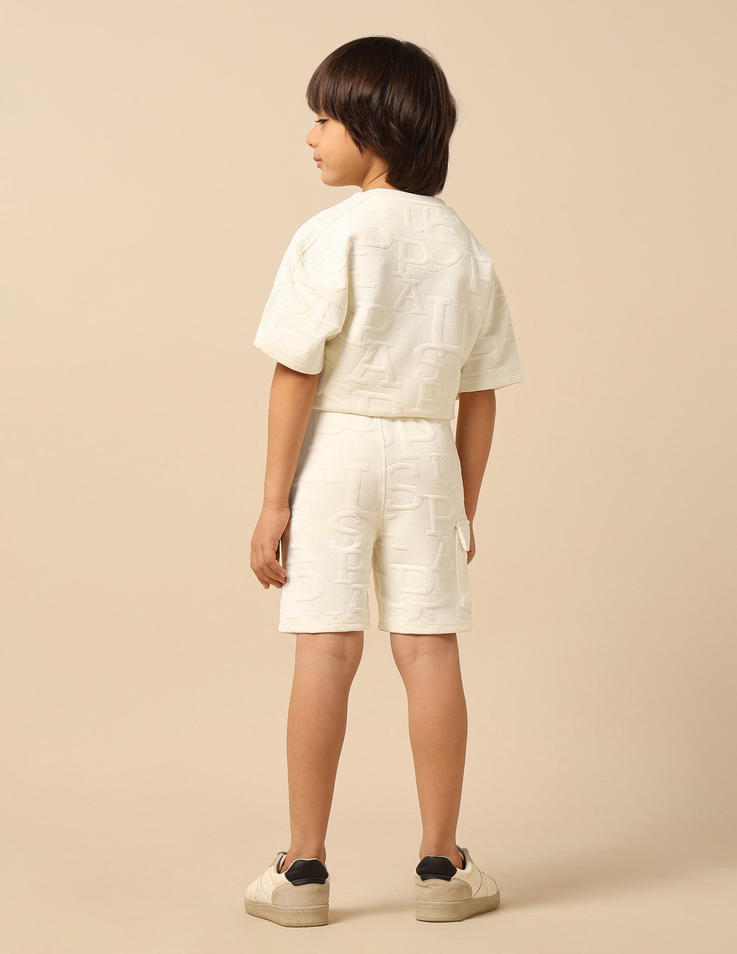 Boys Brand Embossed Regular Fit Shorts White - U.S. POLO ASSN. | Large