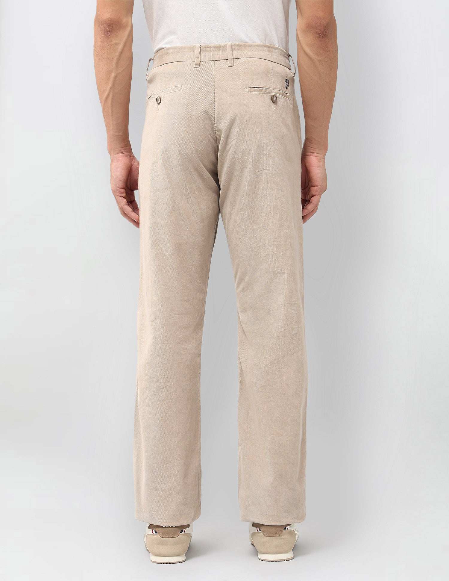 Riley Straight Fit Corduroy Trousers Beige - U.S. POLO ASSN. | Large