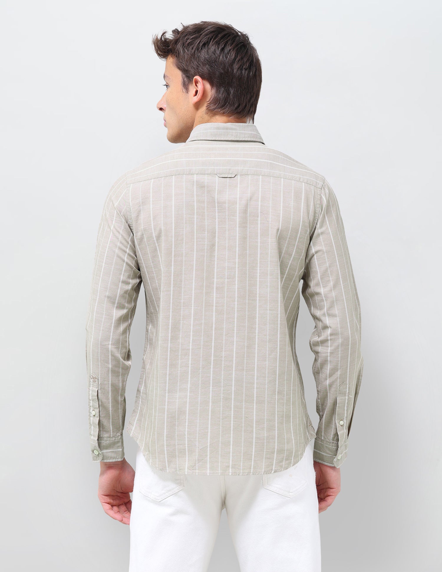 Vertical Striped Regular Fit Shirt Beige - U.S. Polo Assn. India | Large