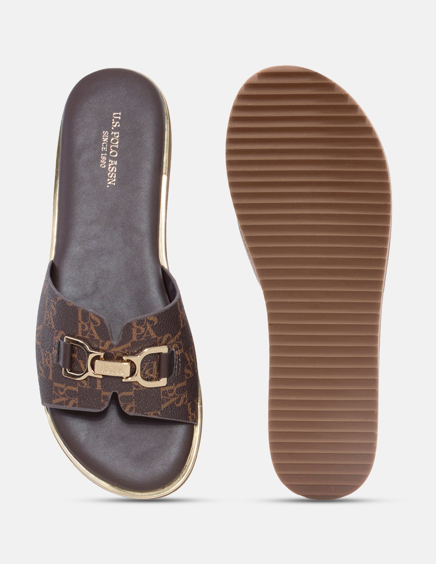 Monogram Viha Sandals Dark Brown - U.S. Polo Assn. India | Large