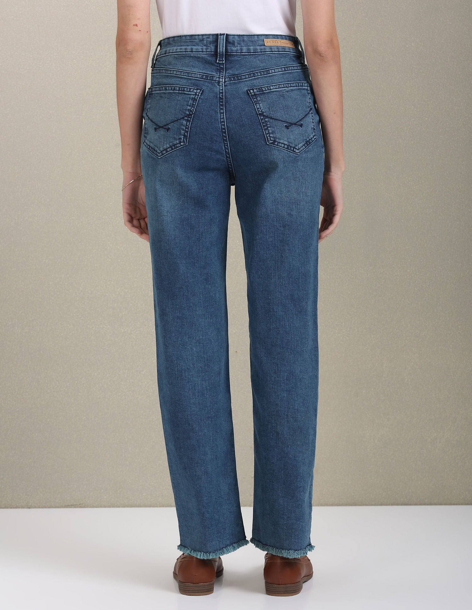 Straight Fit High Rise Jeans Blue - U.S. POLO ASSN. | Large