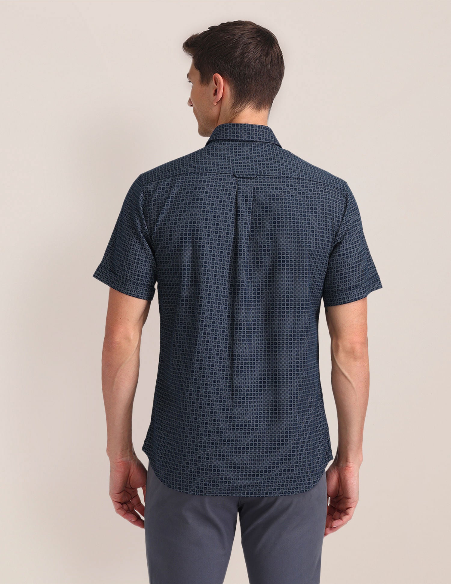 Tailored Fit Printed Shirt Blue - U.S. Polo Assn. India | Large